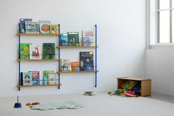 Magazine Shelving avisstativ - Røkt eik-deep blue, 85x115x7 cm, MS.115.1 - MOEBE