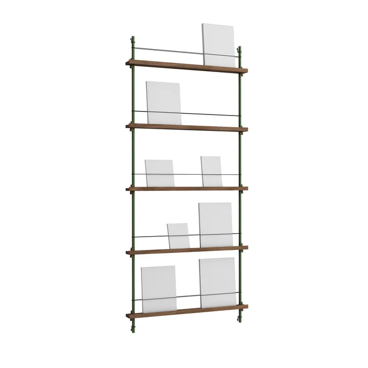 Magazine Shelving avisstativ - Røkt eik-pine green, 85x180x7 cm, MS.180.1 - MOEBE