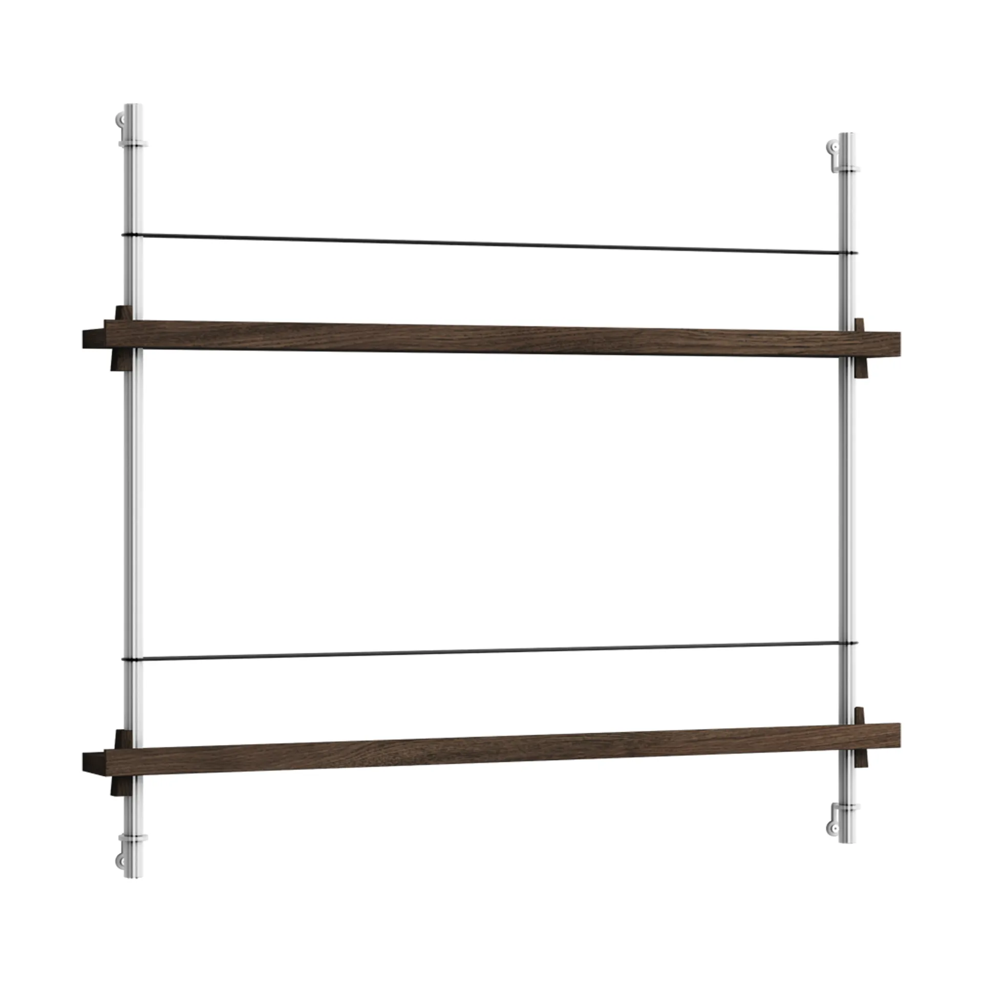 Magazine Shelving avisstativ, Røkt eik-rustfritt stål, 85x65x7 cm, MS.65.1 MOEBE