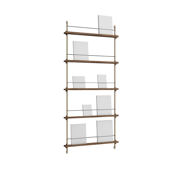 Magazine Shelving avisstativ - Røkt eik-warm grey, 85x180x7 cm, MS.180.1 - MOEBE