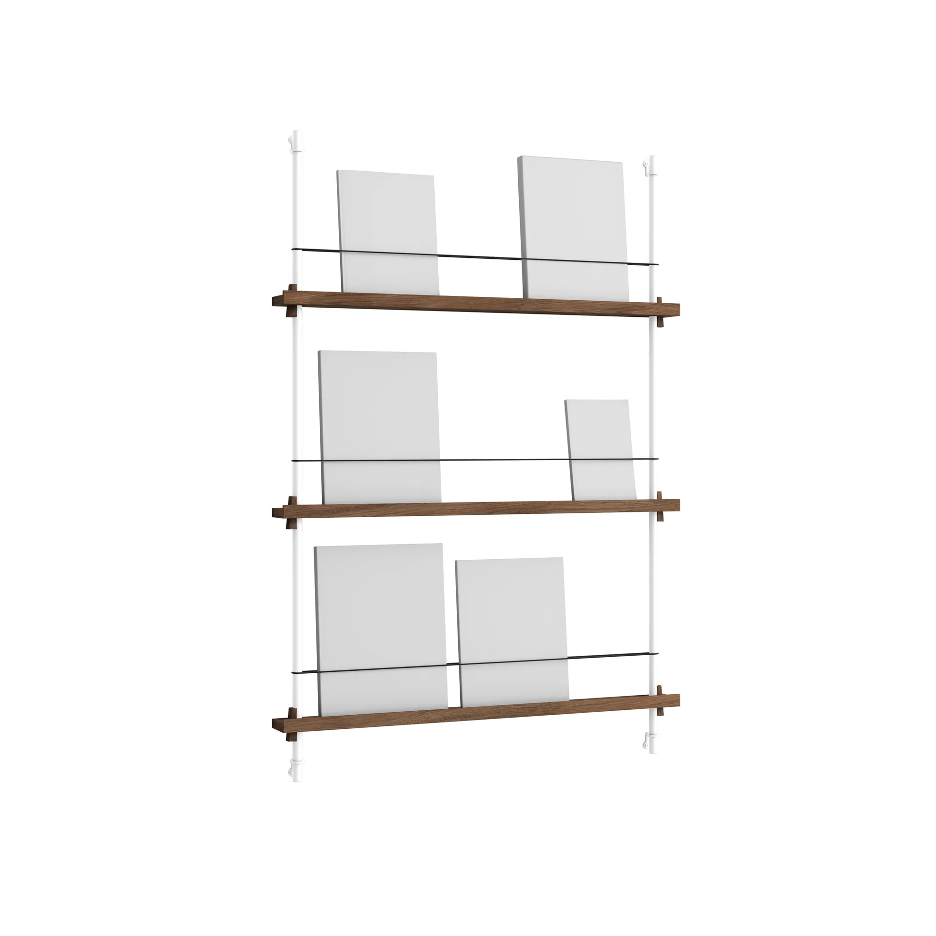 Magazine Shelving avisstativ, Røkt eik-white, 85x115x7 cm, MS.115.1 MOEBE