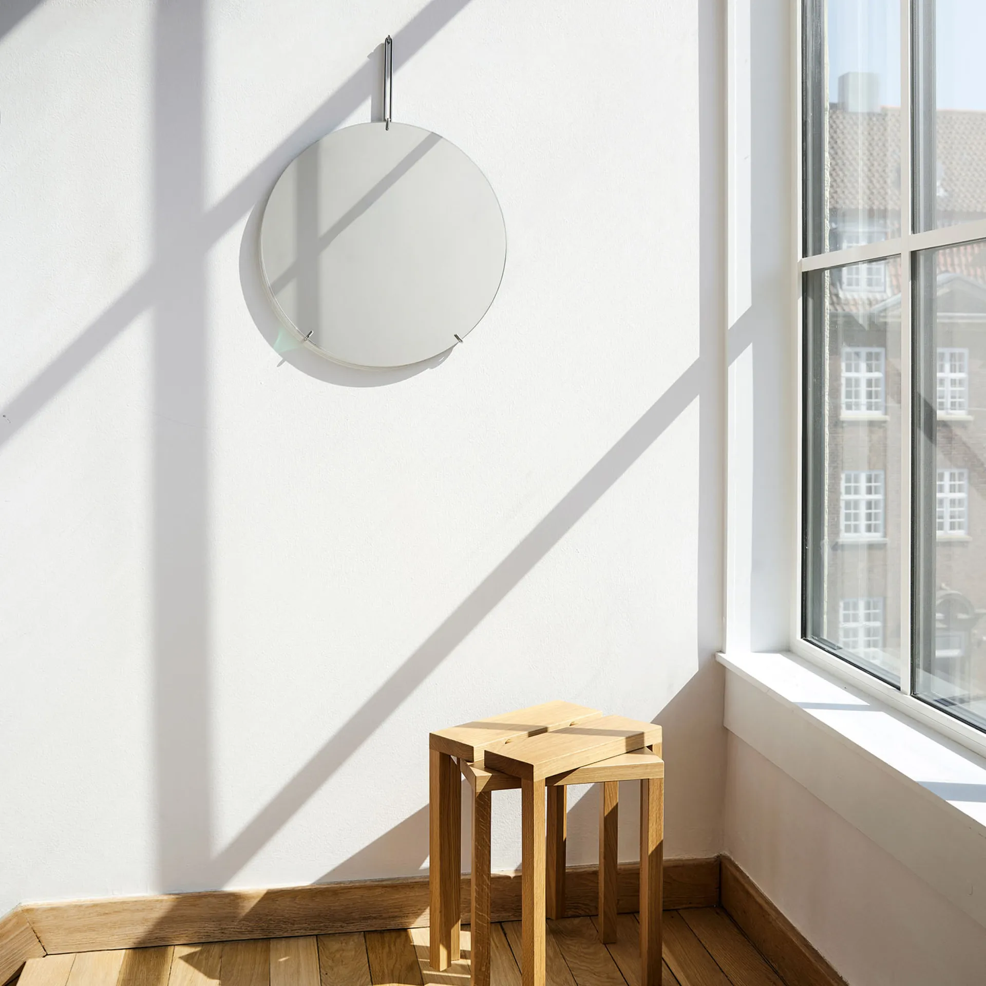 Moebe veggspeil Ø50 cm, Stainless steel MOEBE