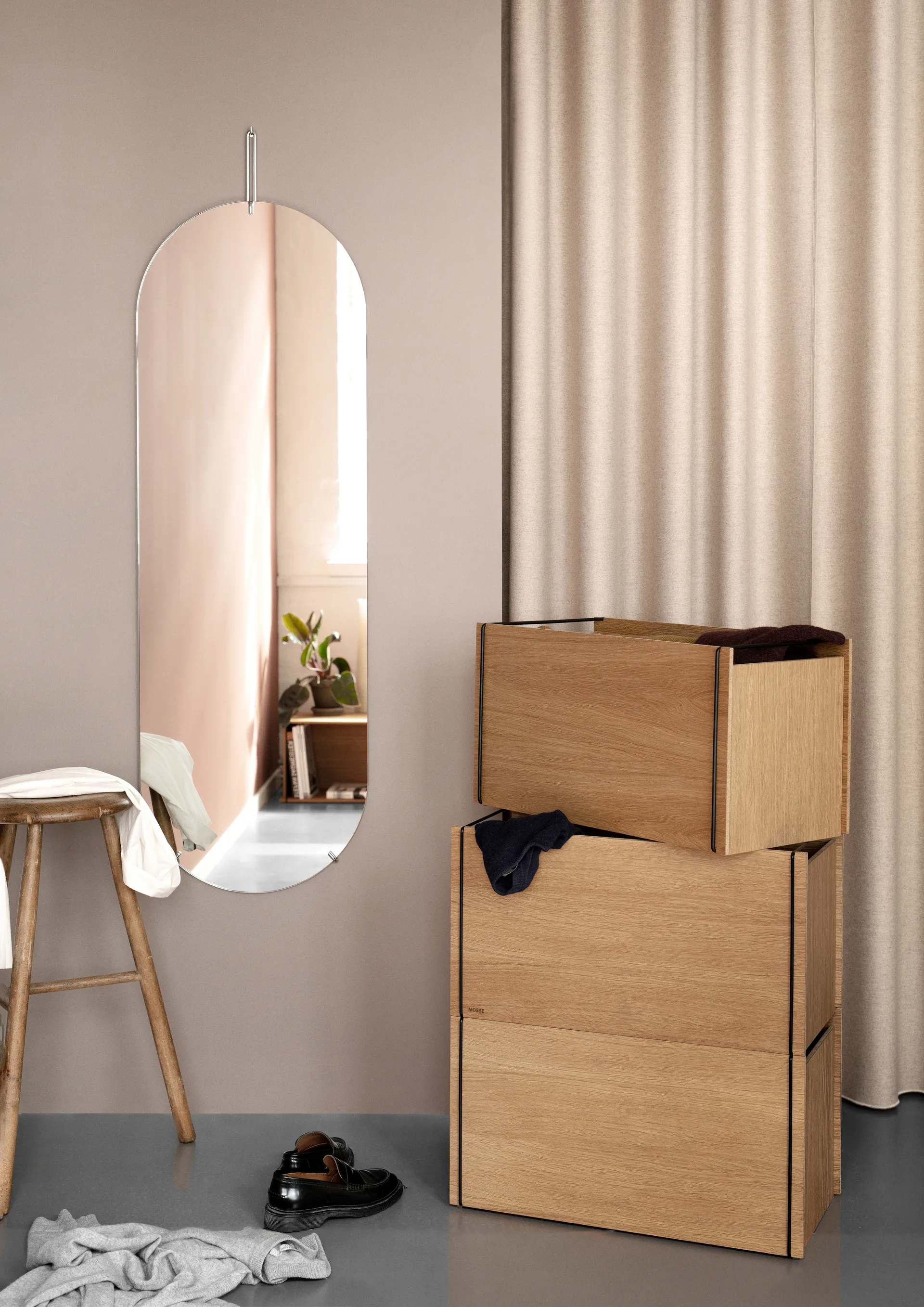 Oppbevaringsboks eik 33 x 60 cm, Wood, black MOEBE