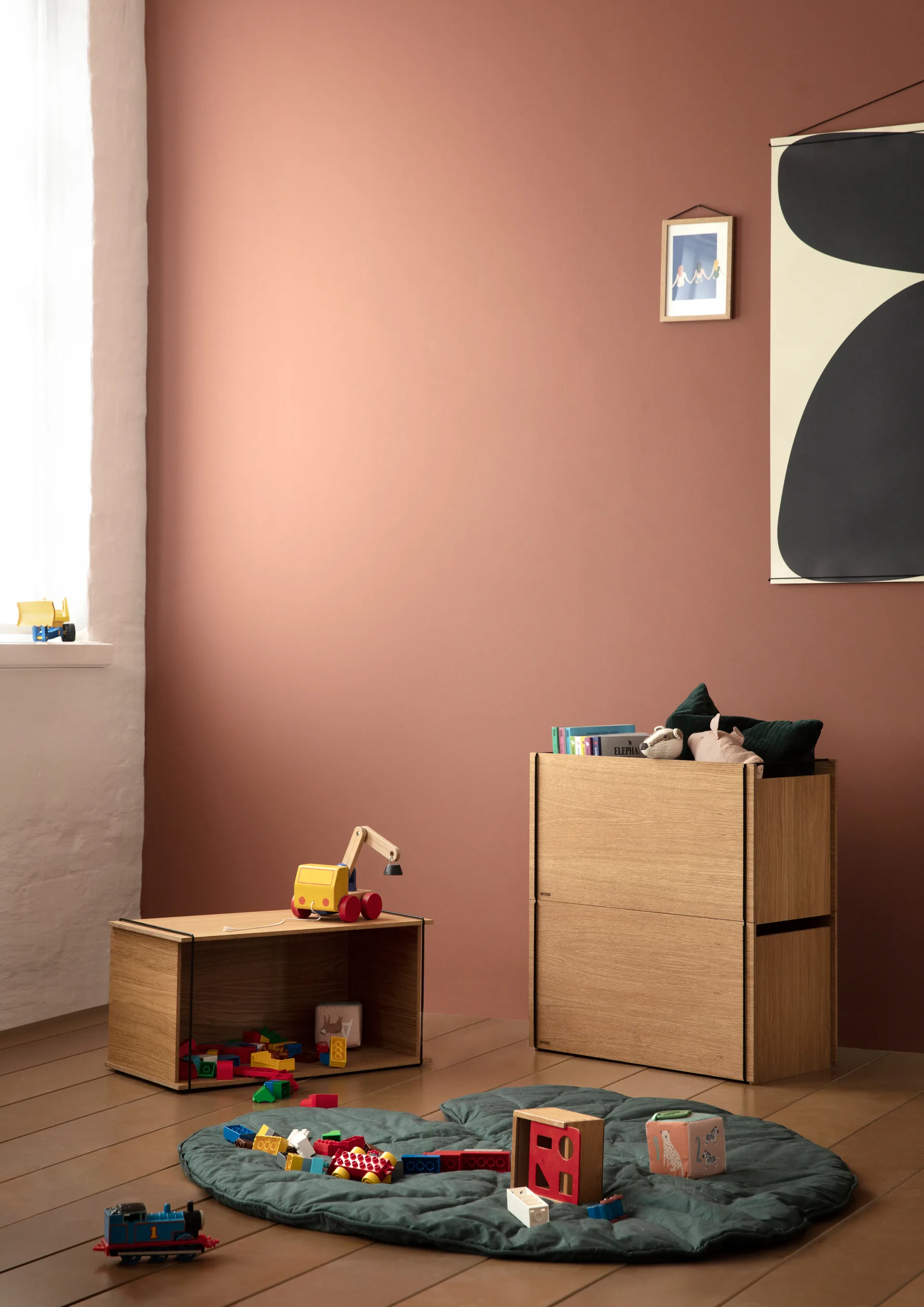 Oppbevaringsboks eik 33 x 60 cm, Wood, black MOEBE