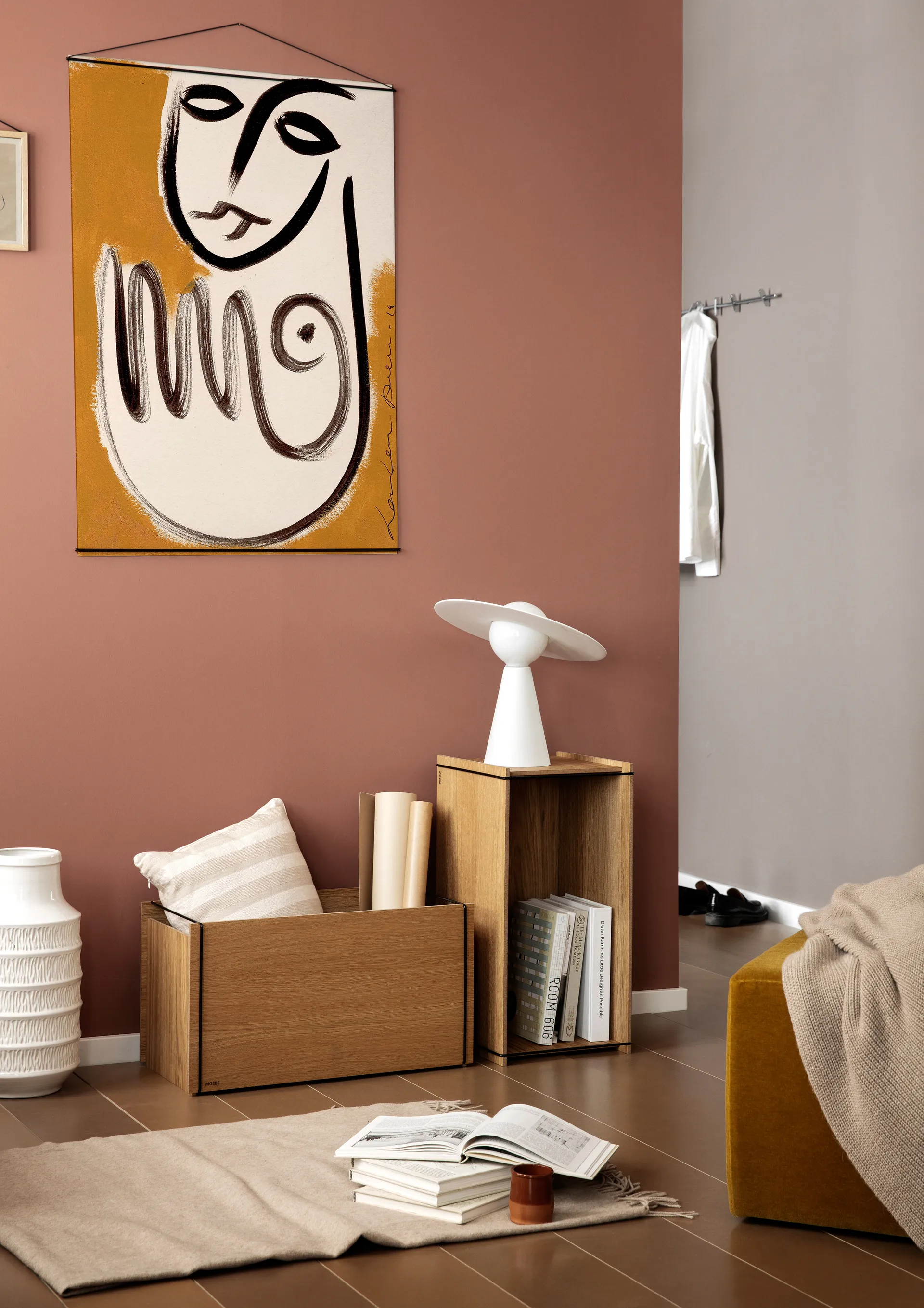 Oppbevaringsboks eik 33 x 60 cm, Wood, black MOEBE