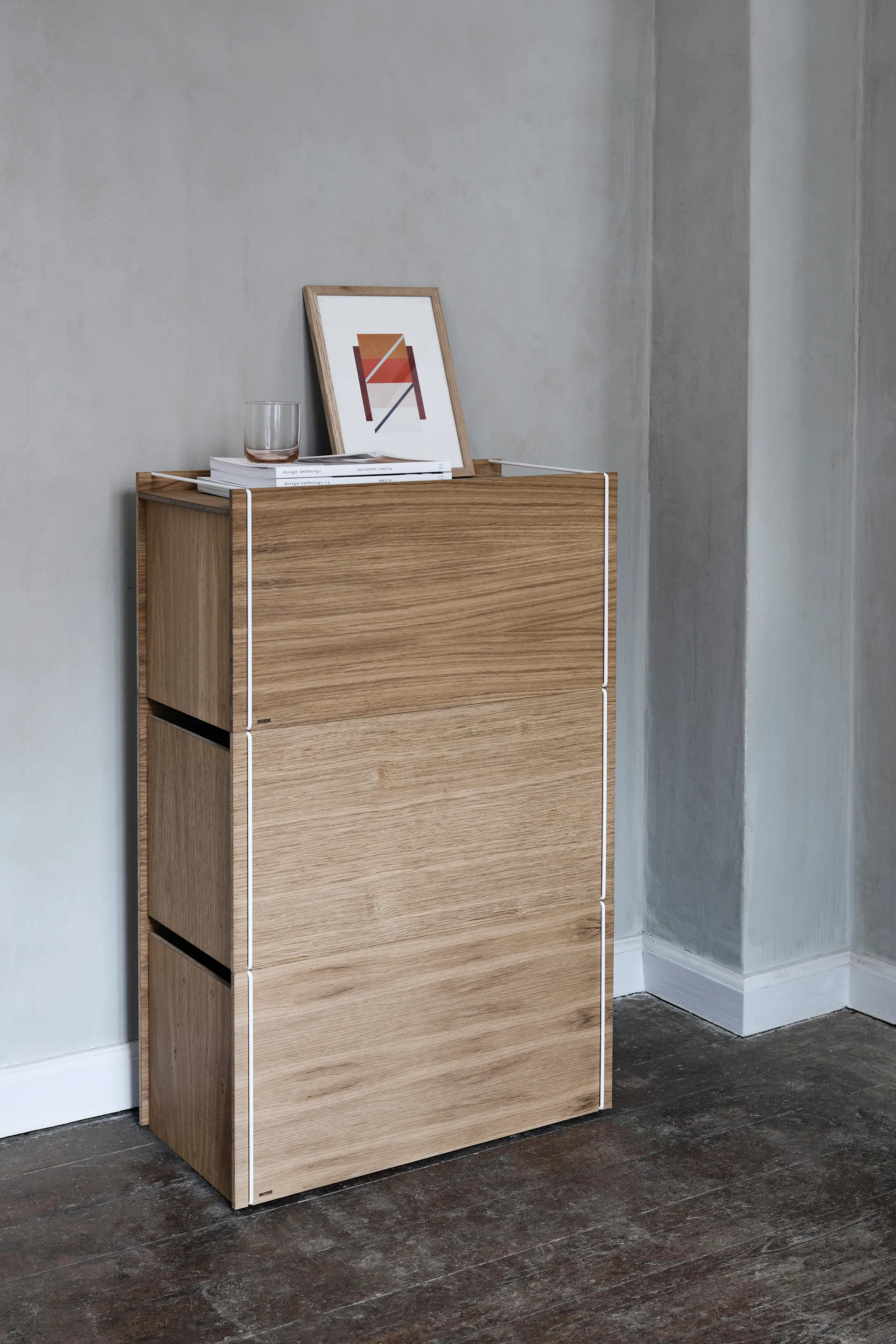 Oppbevaringsboks eik 33 x 60 cm, Wood, white MOEBE