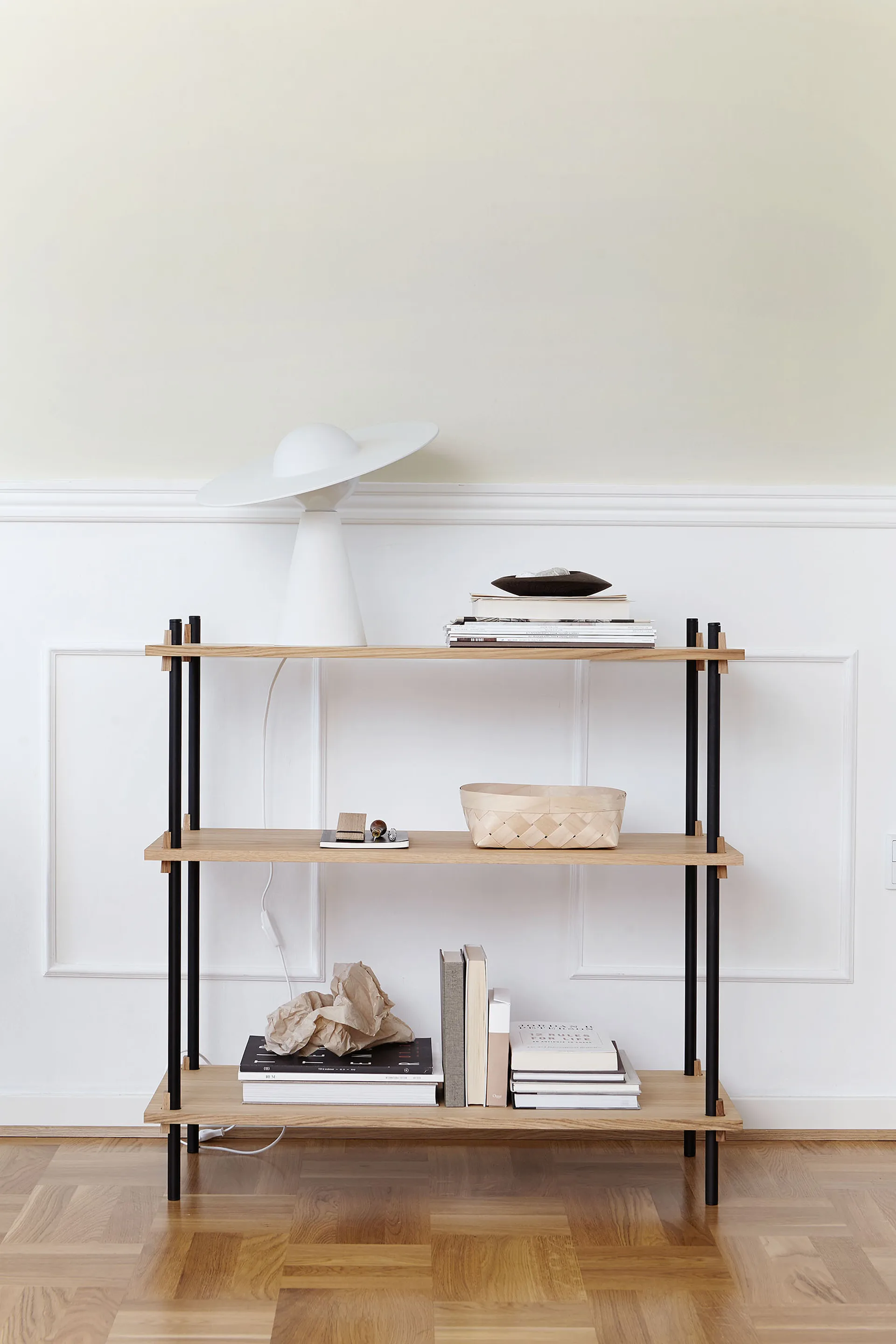Shelving System classic hylle, Røkt eik-warm grey, 86x115x35 cm, S.115.1.A MOEBE