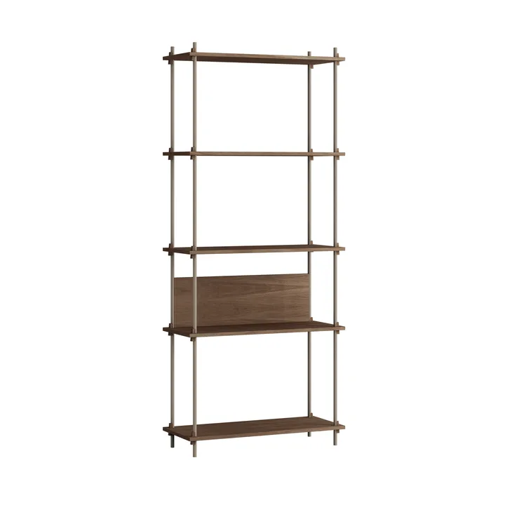Shelving System classic hylle - Røkt eik-warm grey, 86x200x35 cm, S.200.1.A - MOEBE
