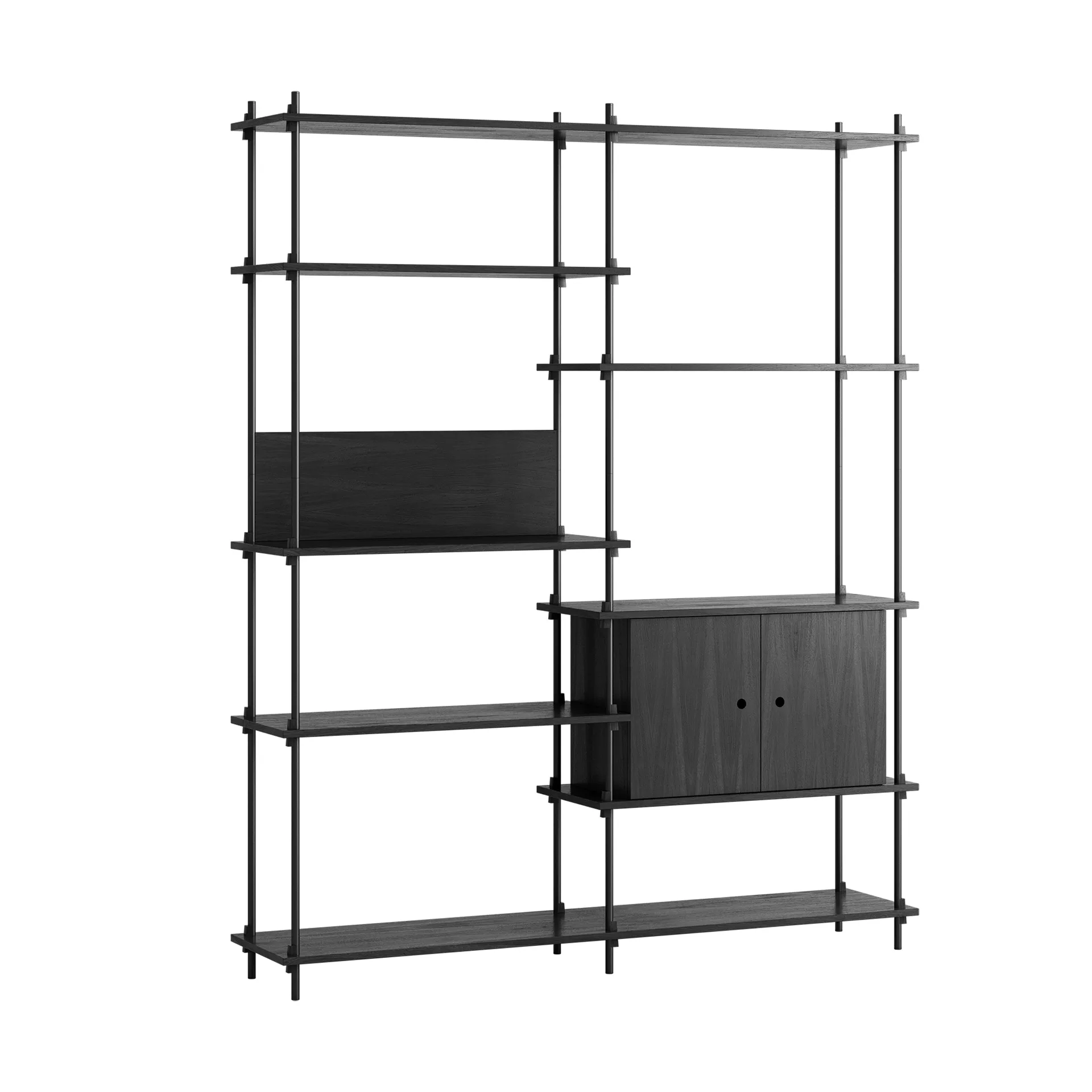 Shelving System hylle med skap, Black, 163x200x35 cm, S.200.2.C MOEBE
