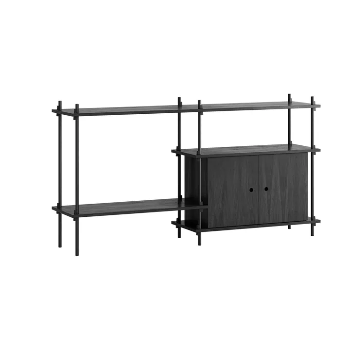Shelving System hylle med skap - Black, 163x85x35 cm, S.85.2.C - MOEBE