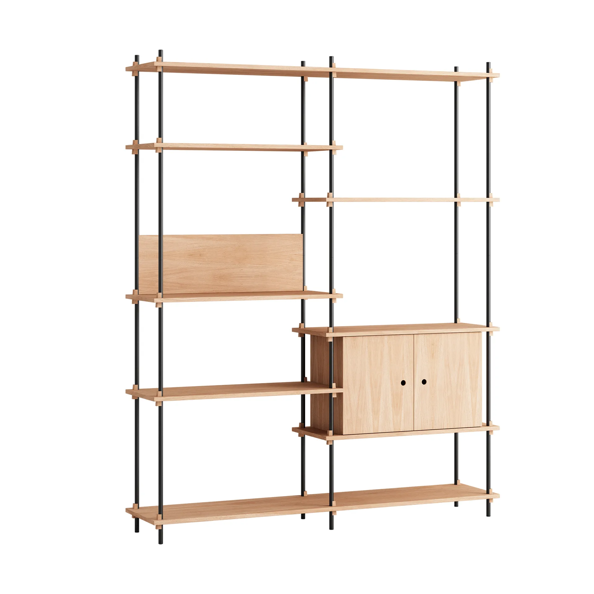 Shelving System hylle med skap, Eik-black, 163x200x35 cm, S.200.2.C MOEBE