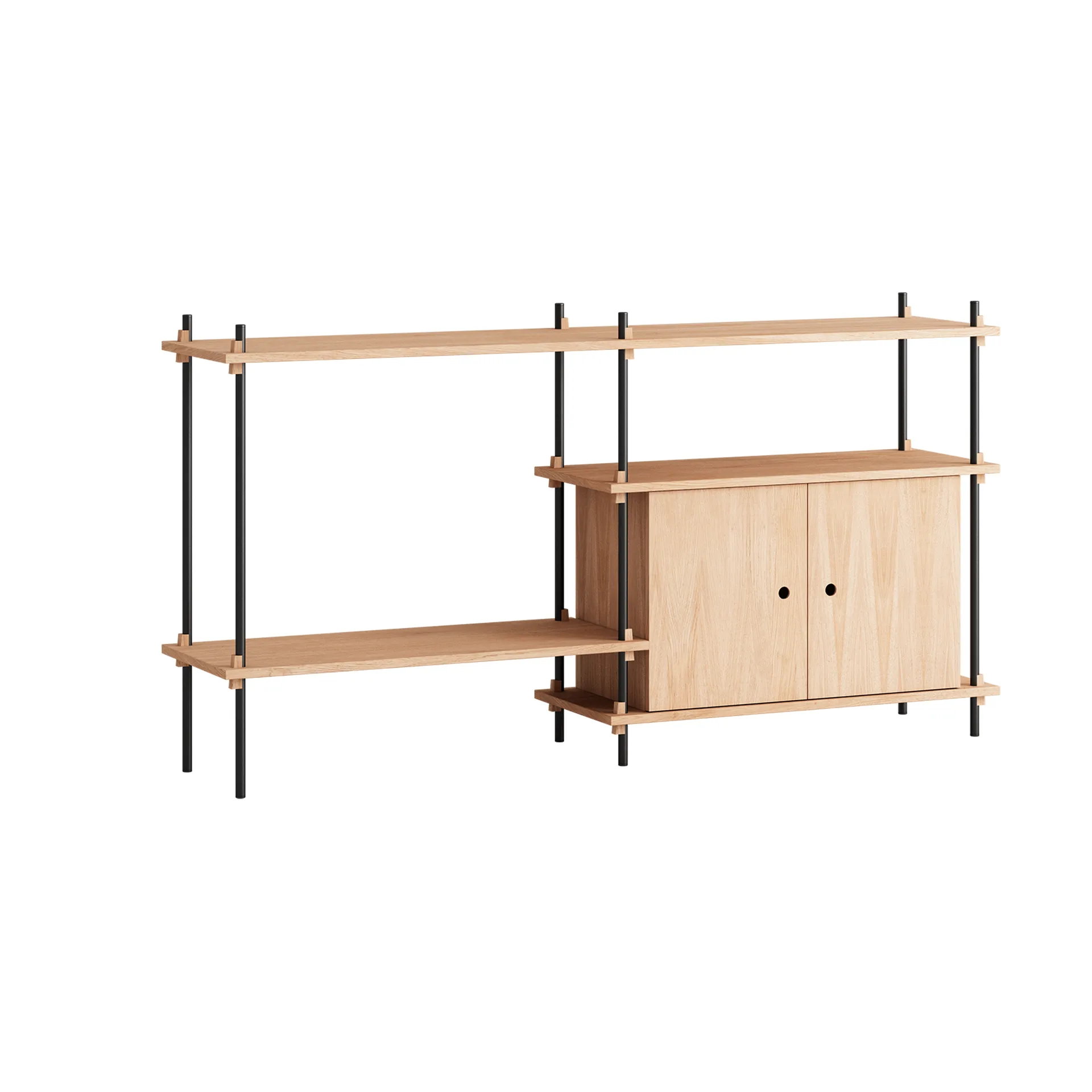 Shelving System hylle med skap, Eik-black, 163x85x35 cm, S.85.2.C MOEBE