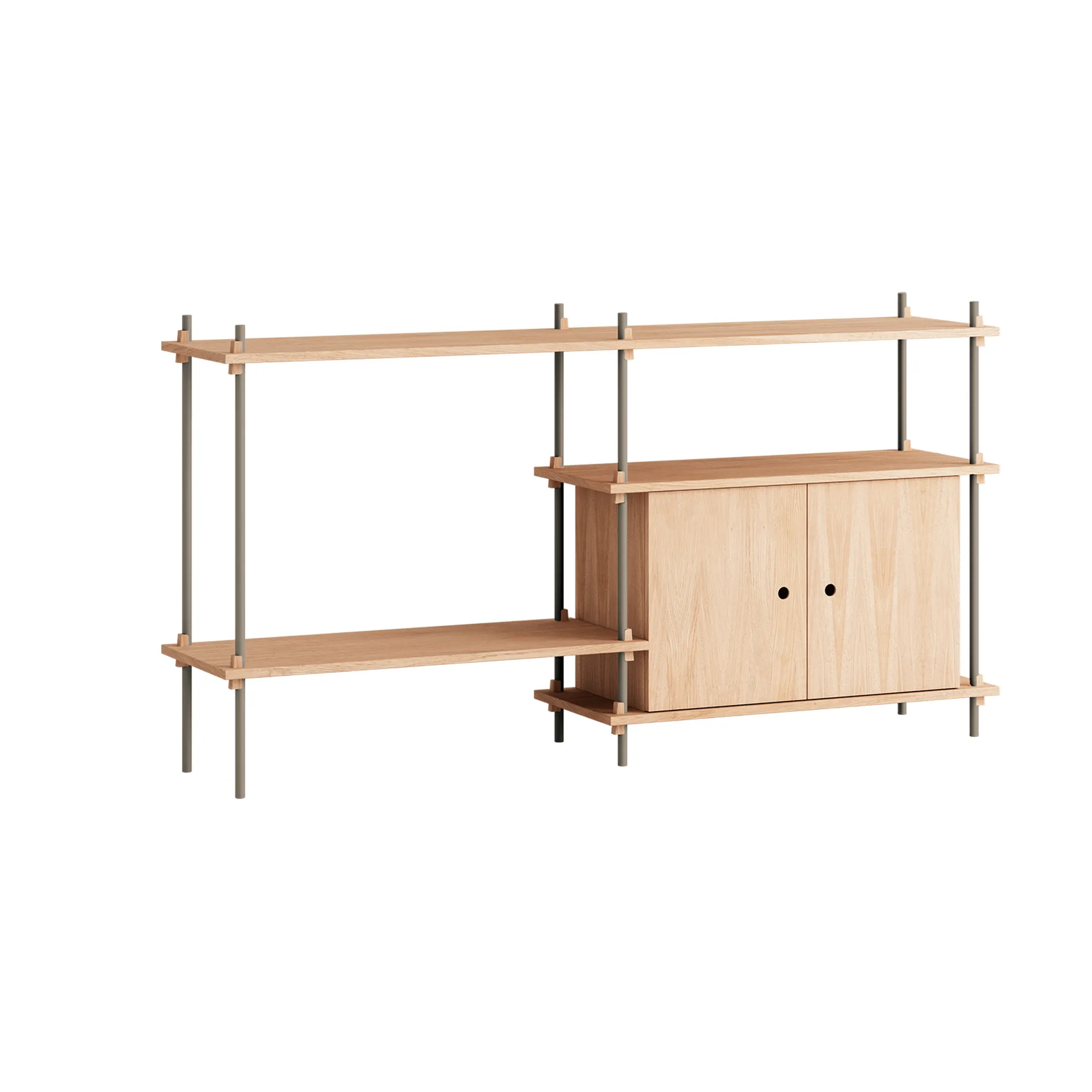 Shelving System hylle med skap, Eik-warm grey, 163x85x35 cm, S.85.2.C MOEBE