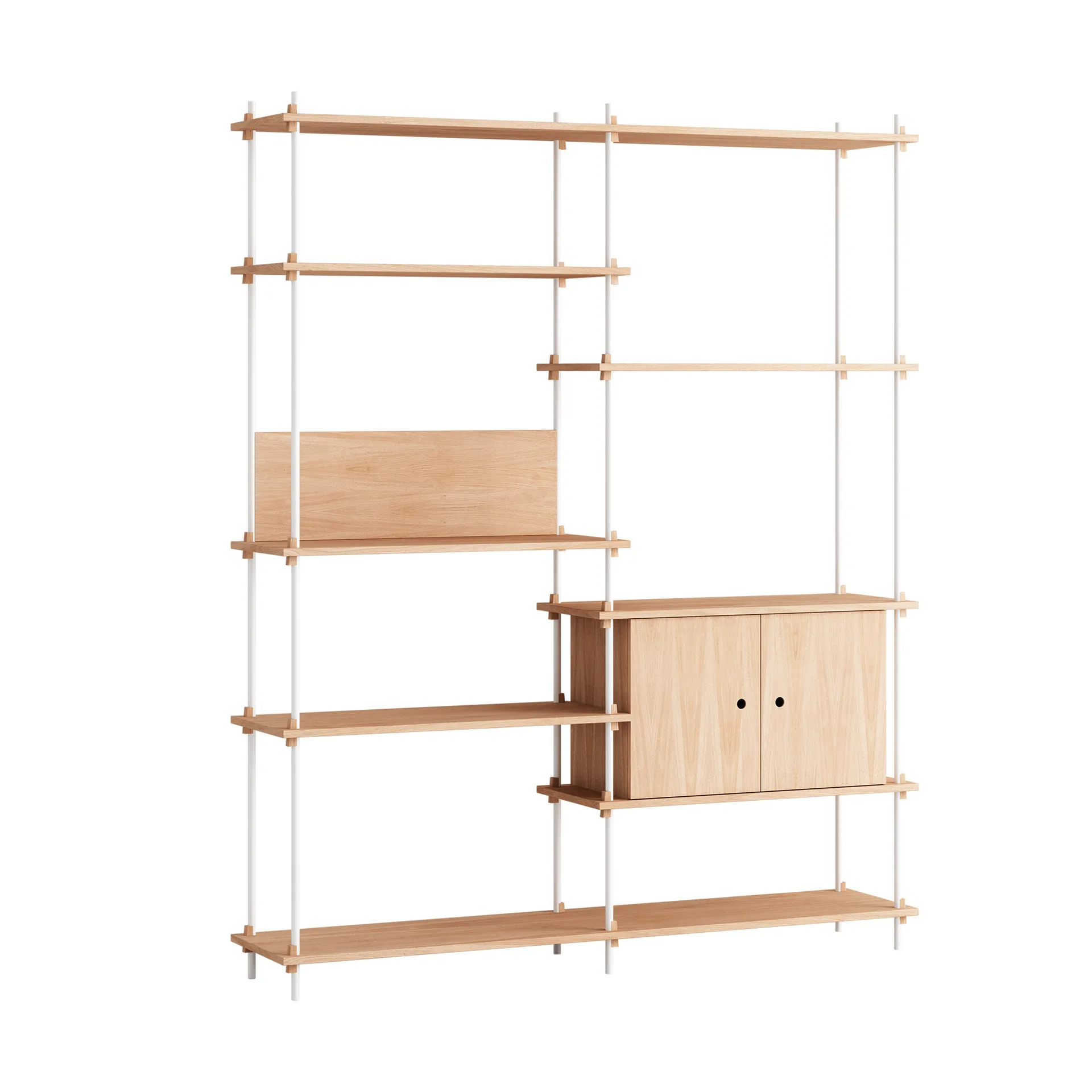Shelving System hylle med skap, Eik-white, 163x200x35 cm, S.200.2.C MOEBE