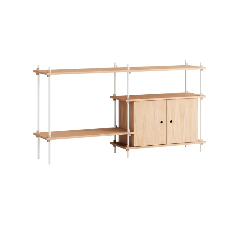 Shelving System hylle med skap - Eik-white, 163x85x35 cm, S.85.2.C - MOEBE