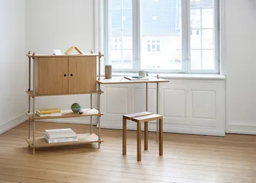 Shelving System hylle med skap - Eik-white, 163x85x35 cm, S.85.2.C - MOEBE