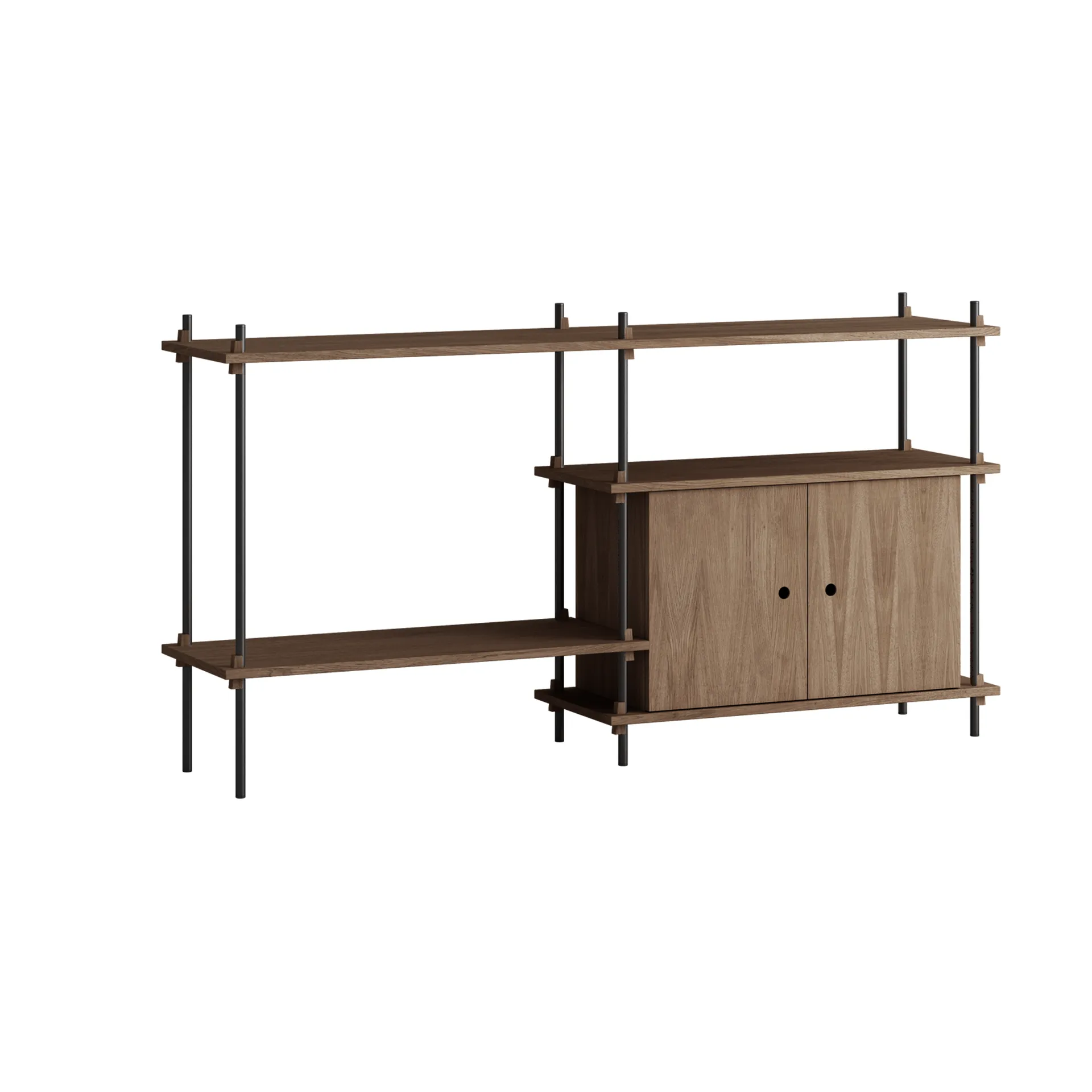 Shelving System hylle med skap, Røkt eik-black, 163x85x35 cm, S.85.2.C MOEBE