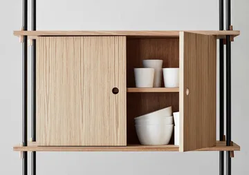 Shelving System hylle med skap - Røkt eik-white, 163x85x35 cm, S.85.2.C - MOEBE