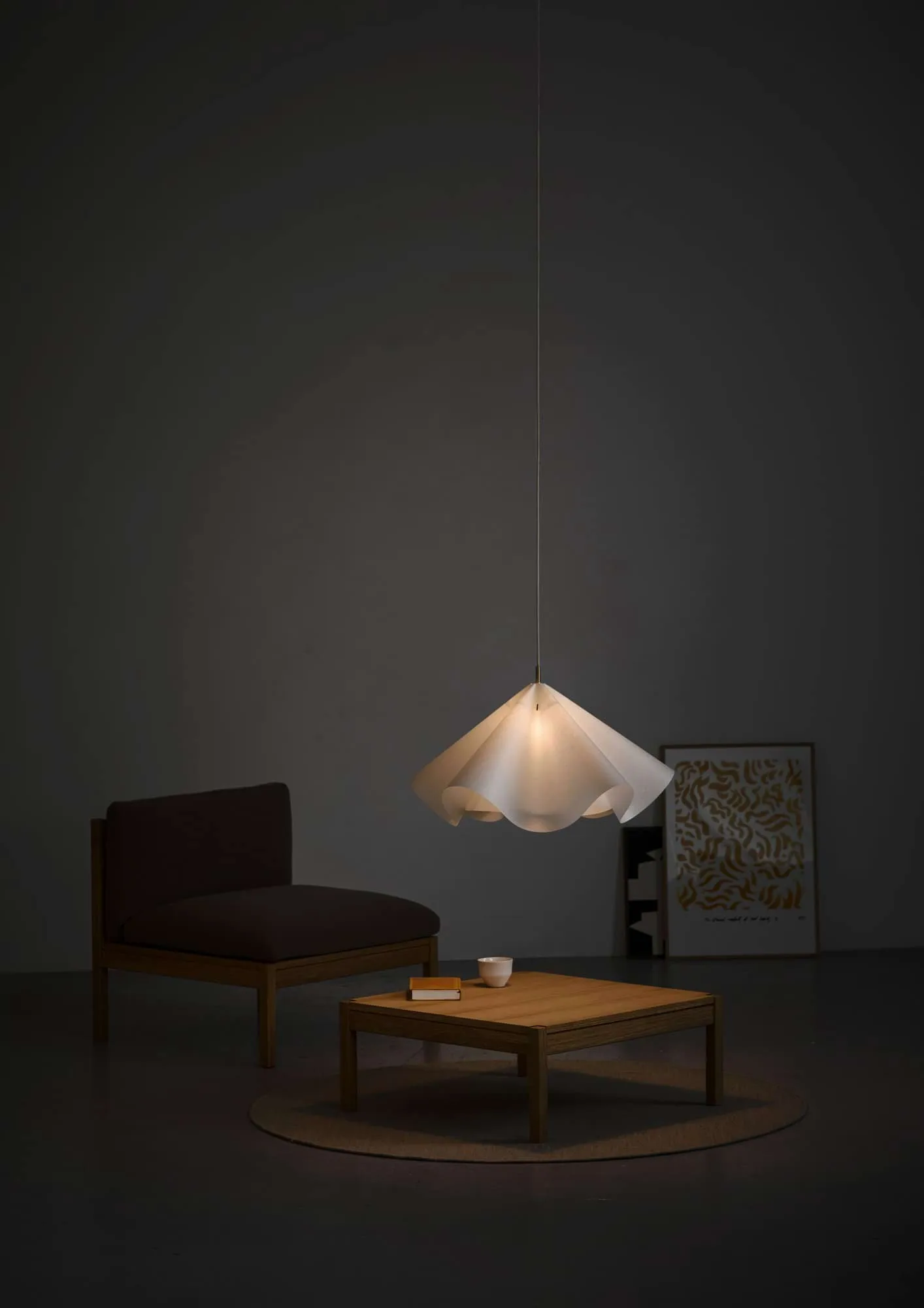 Sinuate pendel, White-stainless steel, stor Ø75x40 cm MOEBE