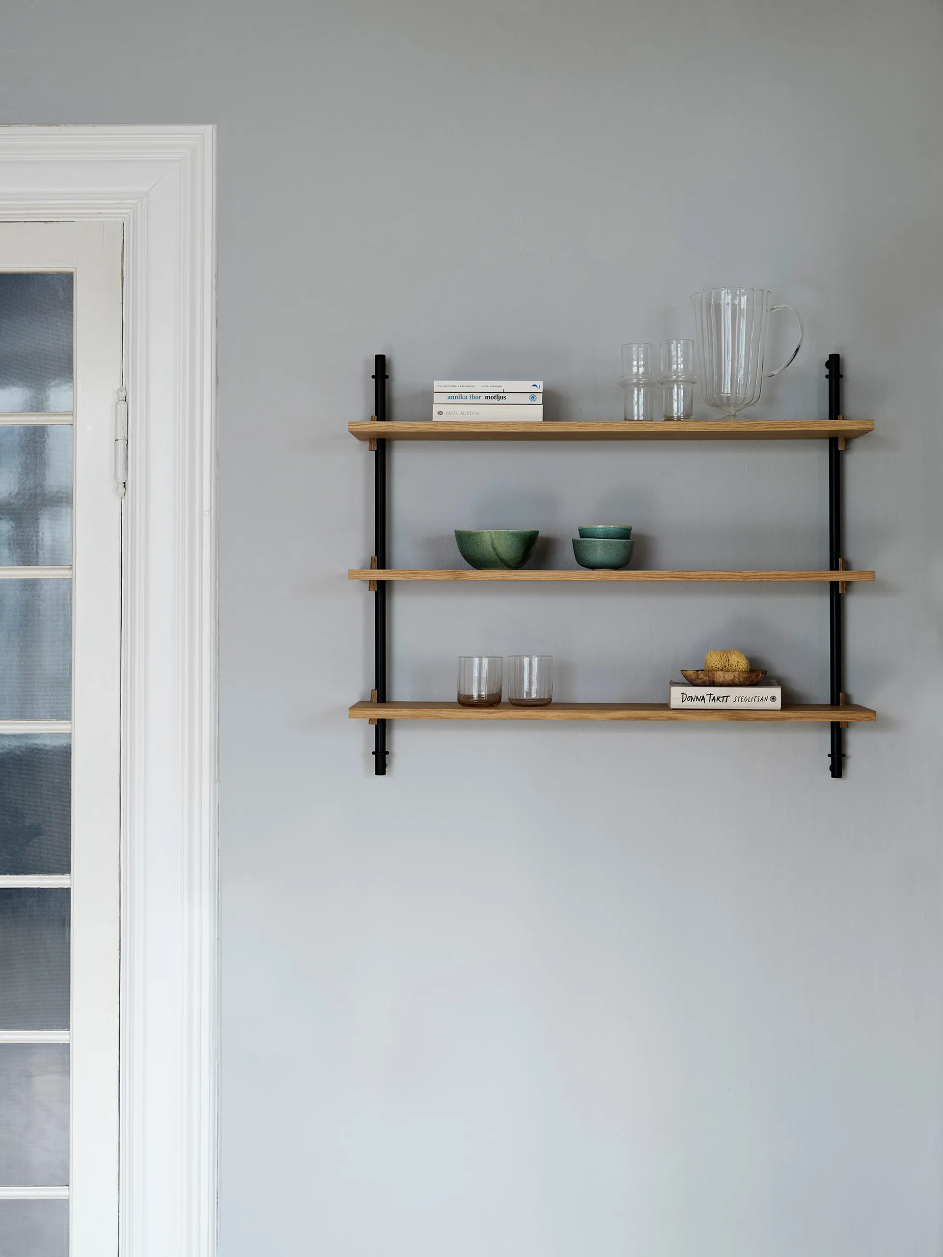 Wall Shelving vegghylle, Røkt eik-white, 92x65x17,5 cm, WS.65.1 MOEBE