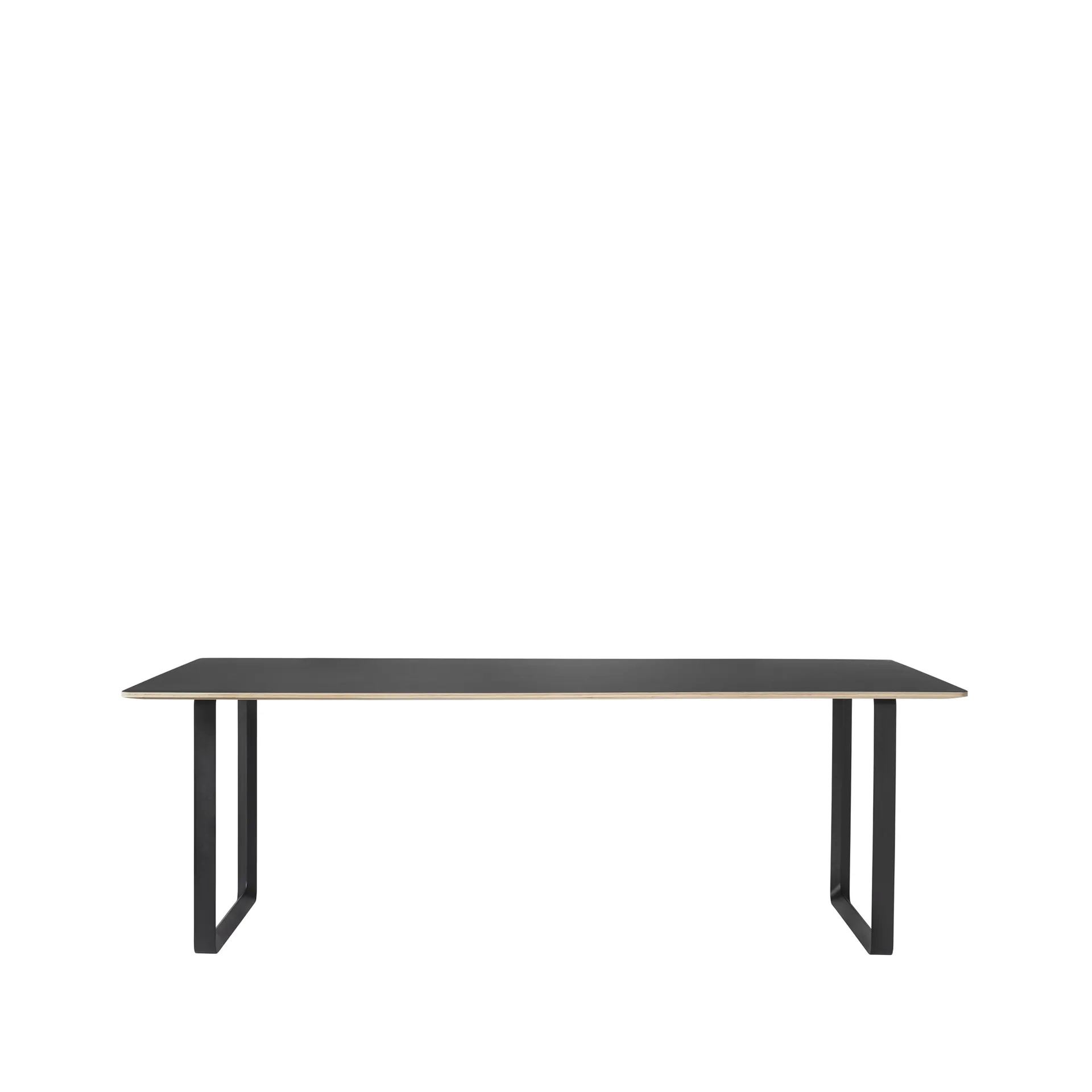 70/70 spisebord 255 x 108 cm, Black linoleum-Plywood-Black Muuto