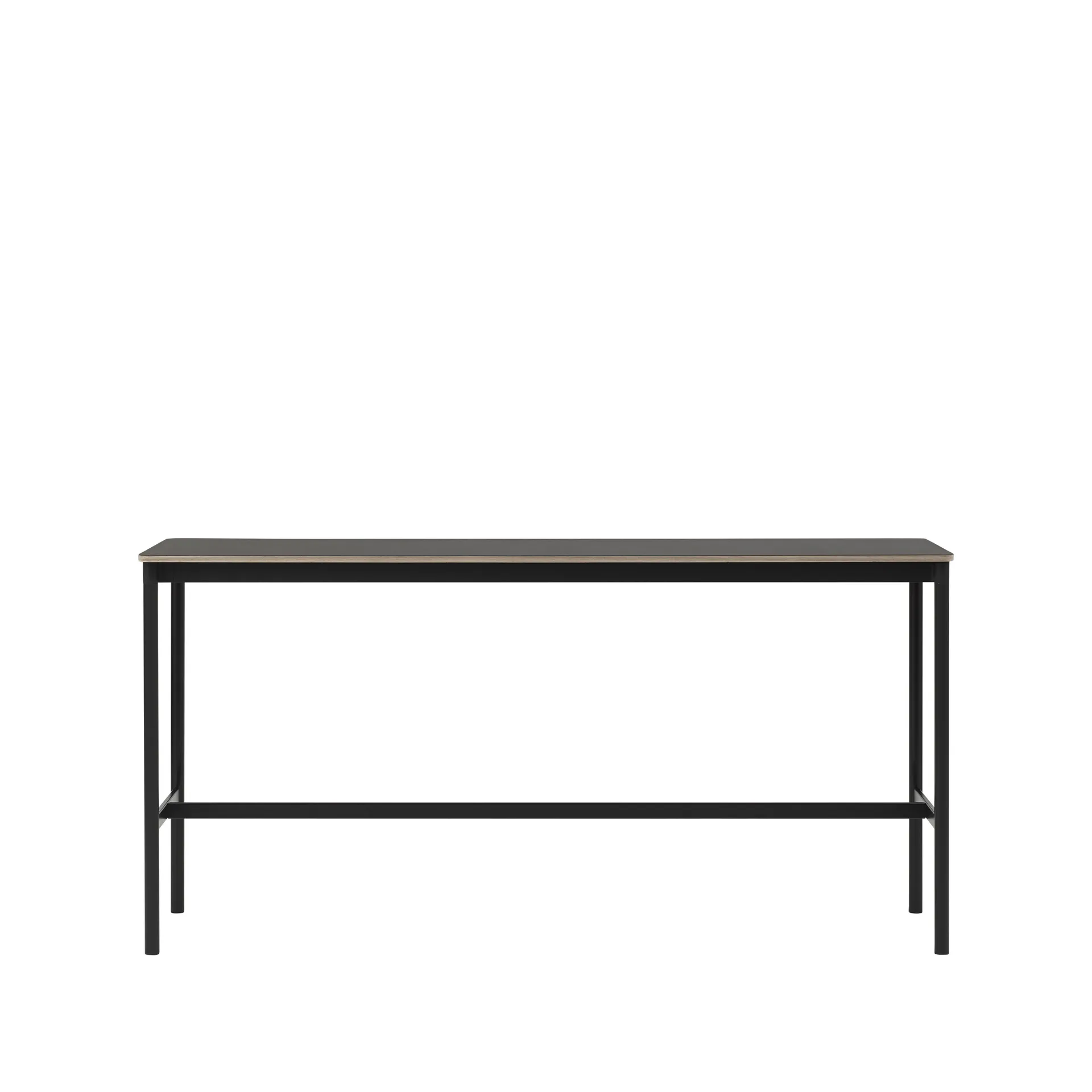 Base High barbord, black linoleum, sort stativ, plywoodkant, b 50 l 190 h 95 Muuto
