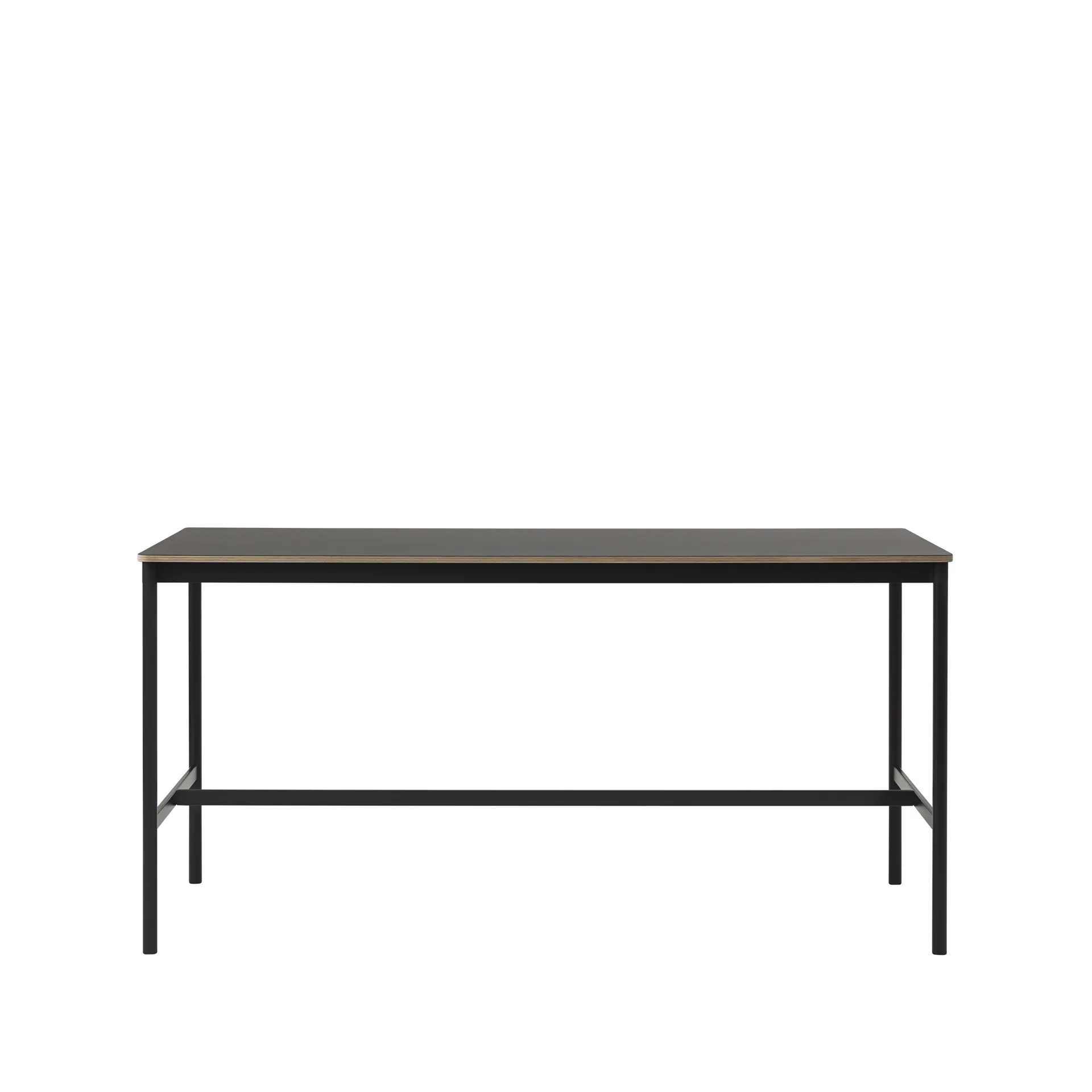 Base High barbord, black linoleum, sort stativ, plywoodkant, b 85 l 190 h 95 Muuto
