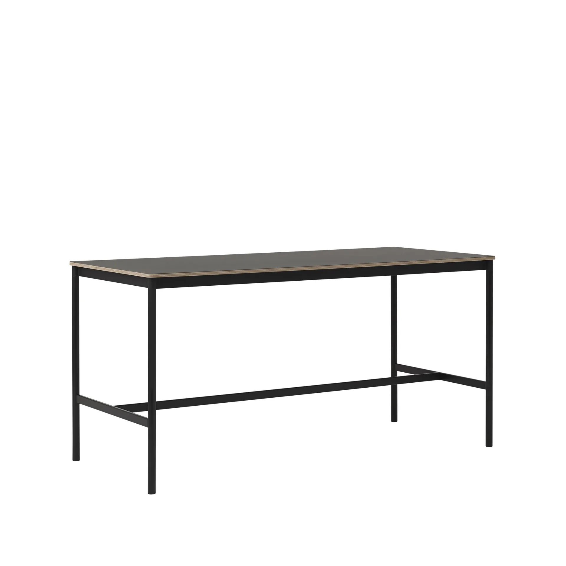 Base High barbord, black linoleum, sort stativ, plywoodkant, b 85 l 190 h 95 Muuto