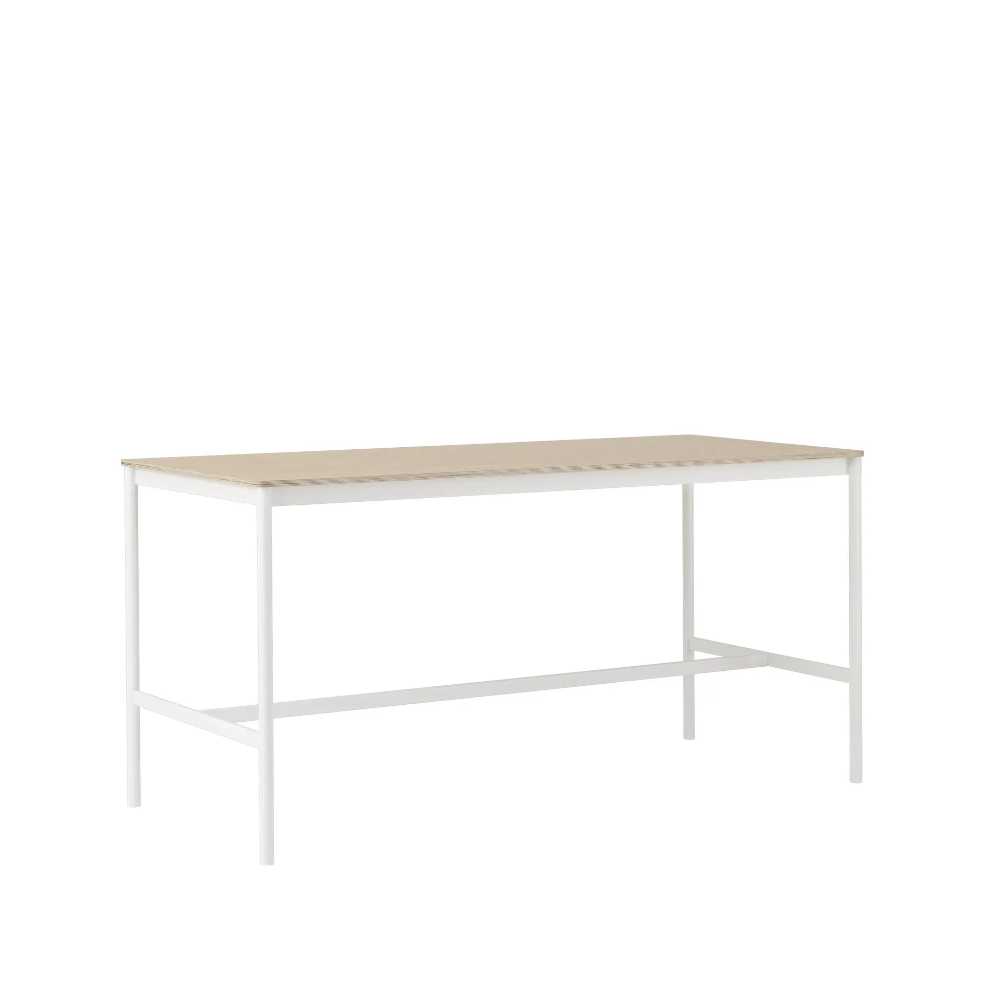 Base High barbord, oak, hvitt stativ, plywoodkant, b 85 l 190 h 95 Muuto