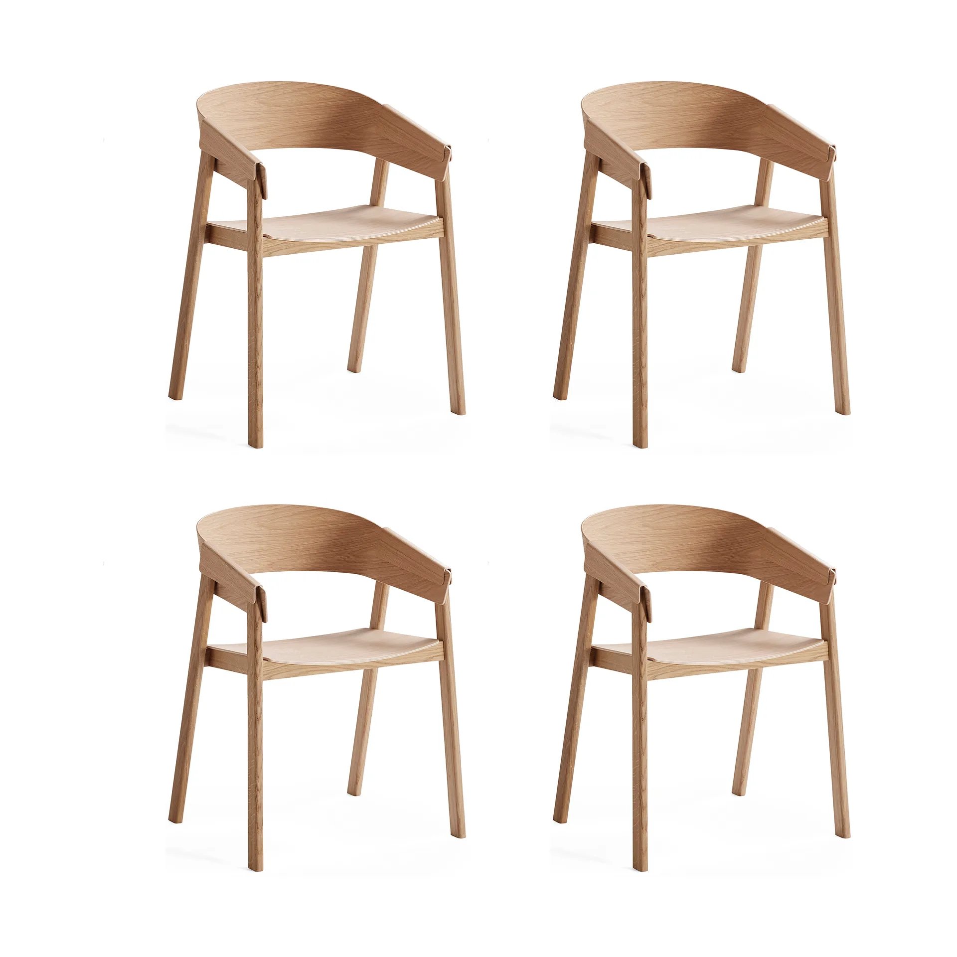 Cover armchair karmstol, Eik, 4-pakning Muuto
