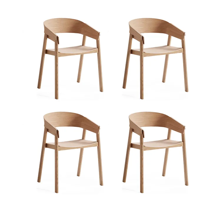Cover armchair karmstol, Eik, 4-pakning - Muuto