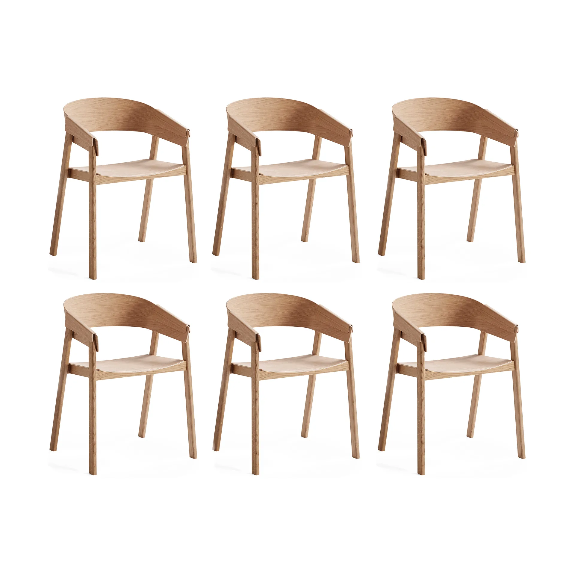 Cover armchair karmstol, Eik, 6-pakning Muuto