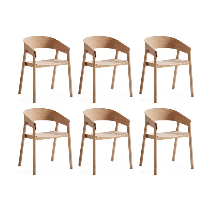 Cover armchair karmstol, Eik, 6-pakning - Muuto