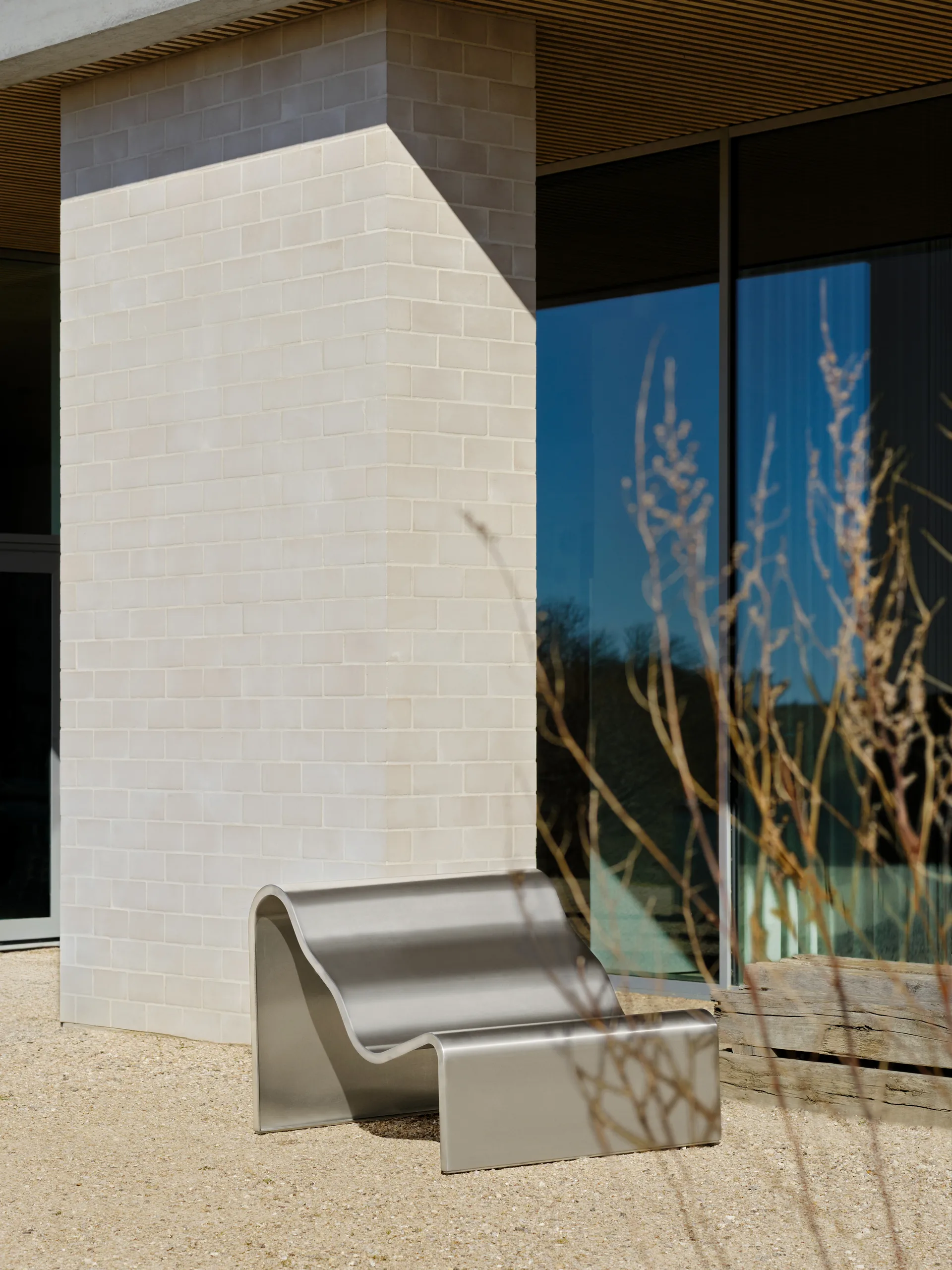 Dream View benk, Børstet stål, 100 cm Muuto