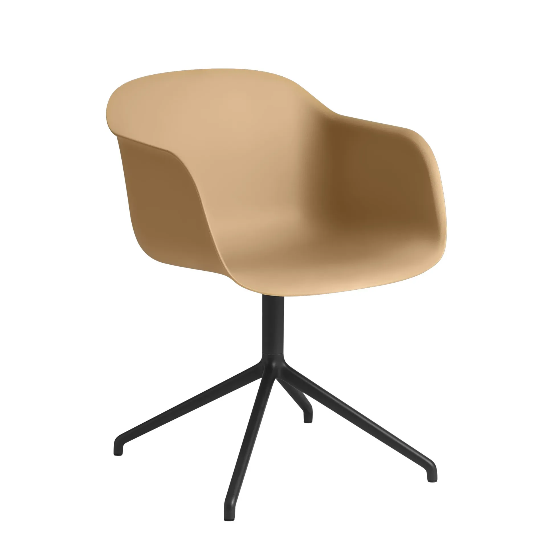 Fiber armchair med dreibar kontorfot, ockra-svart Muuto