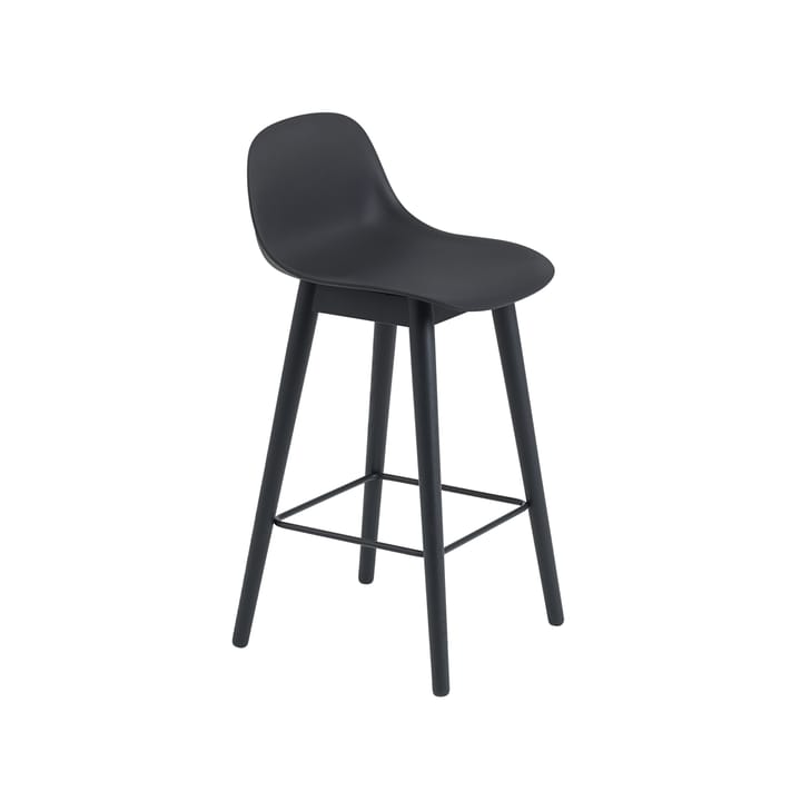 Fiber barstol med ryggstøtte 65 cm - Black-sorte ben - Muuto