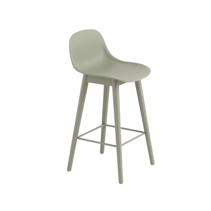 Fiber barstol med ryggstøtte 65 cm - Dusty green-grønne ben - Muuto