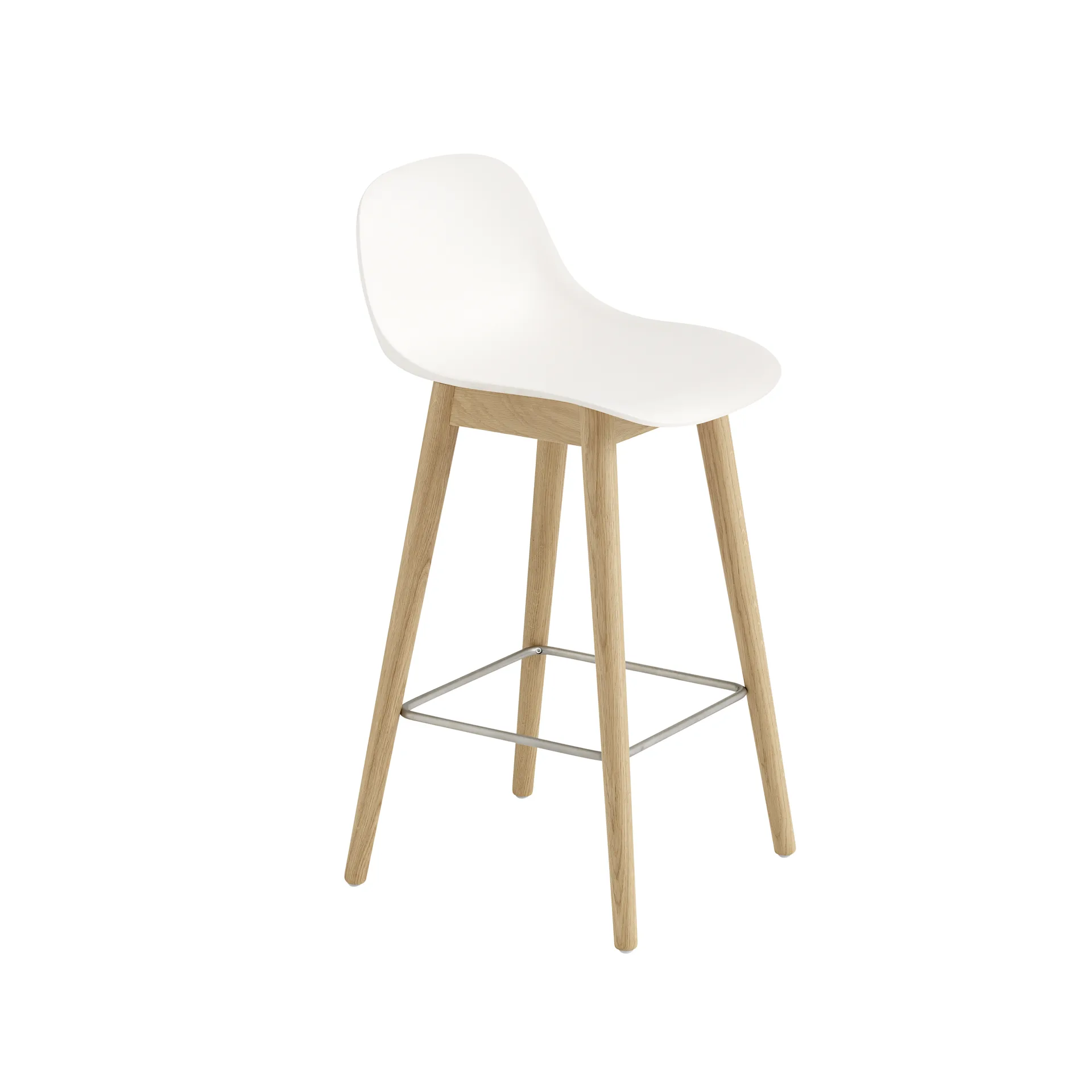 Fiber barstol med ryggstøtte 65 cm, Natural white-eikeben Muuto