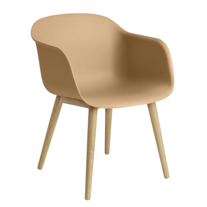 Fiber Chair stol med armstøtte og trebein - Ochre-oak - Muuto