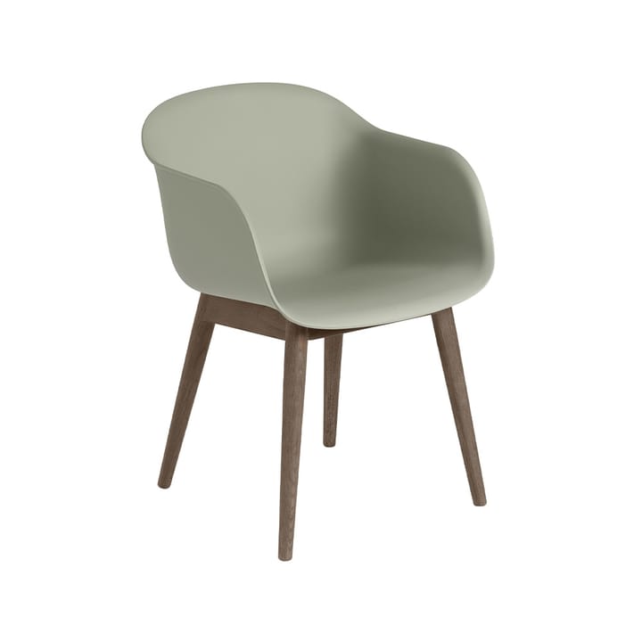 Fiber karmstol treben - dusty green, mørkebrunbeisede ben - Muuto