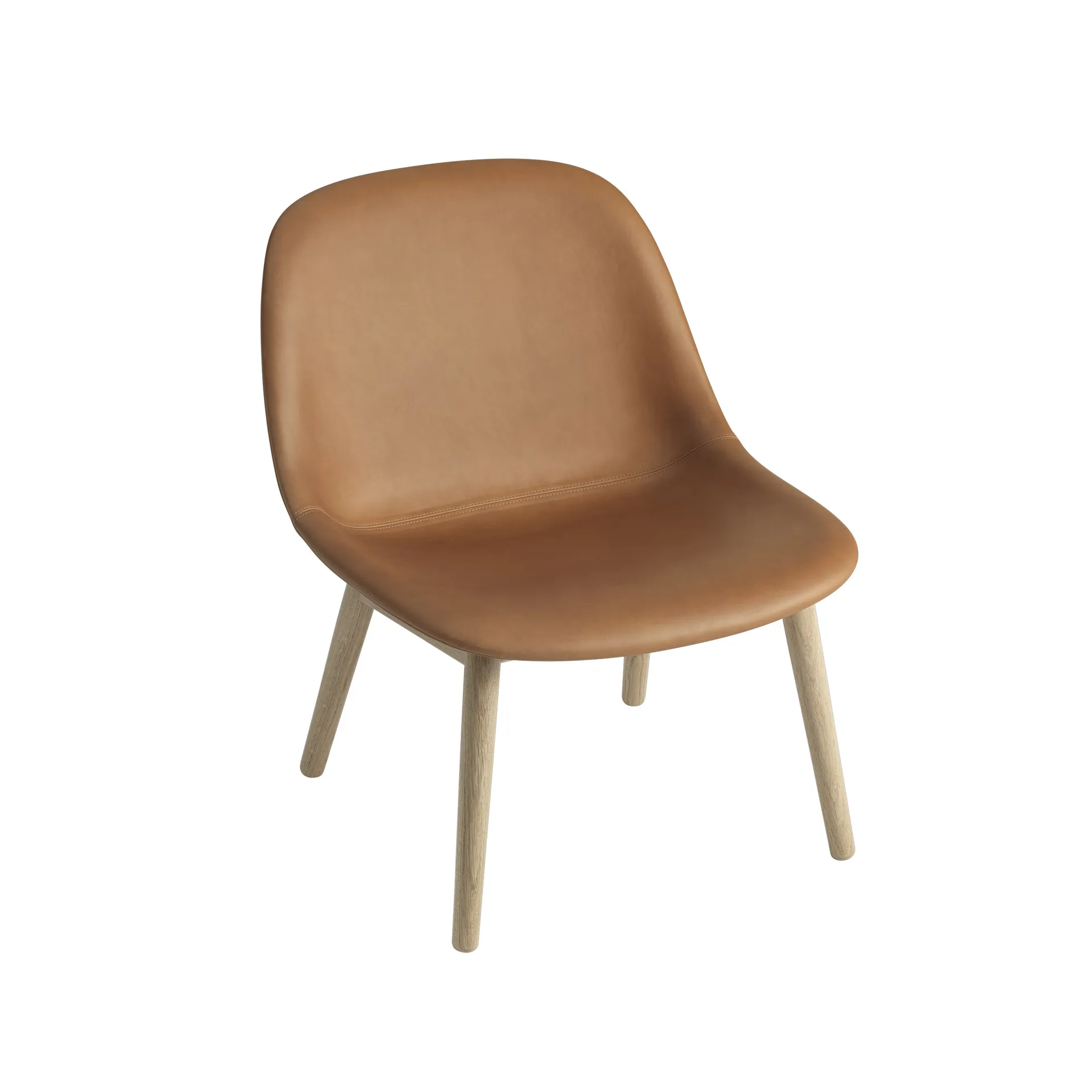 Fiber Lounge stol med eikebein, cognac Muuto