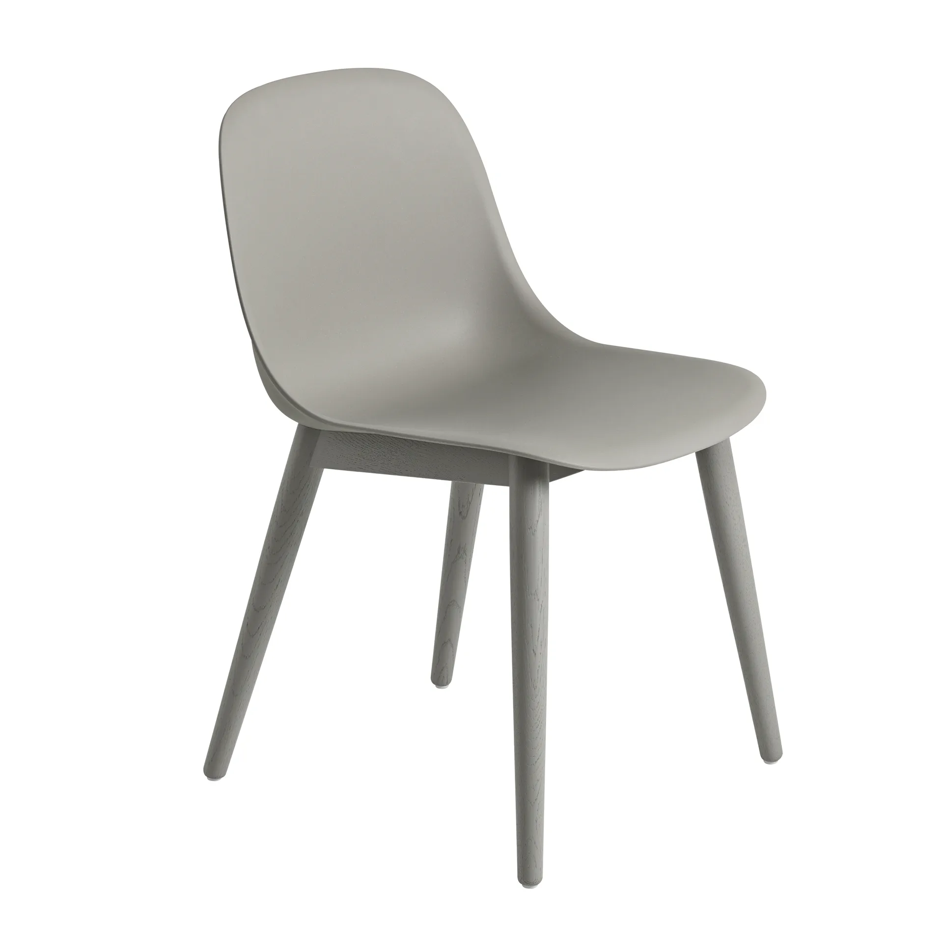 Fiber Side Chair stol med trebein, grå Muuto