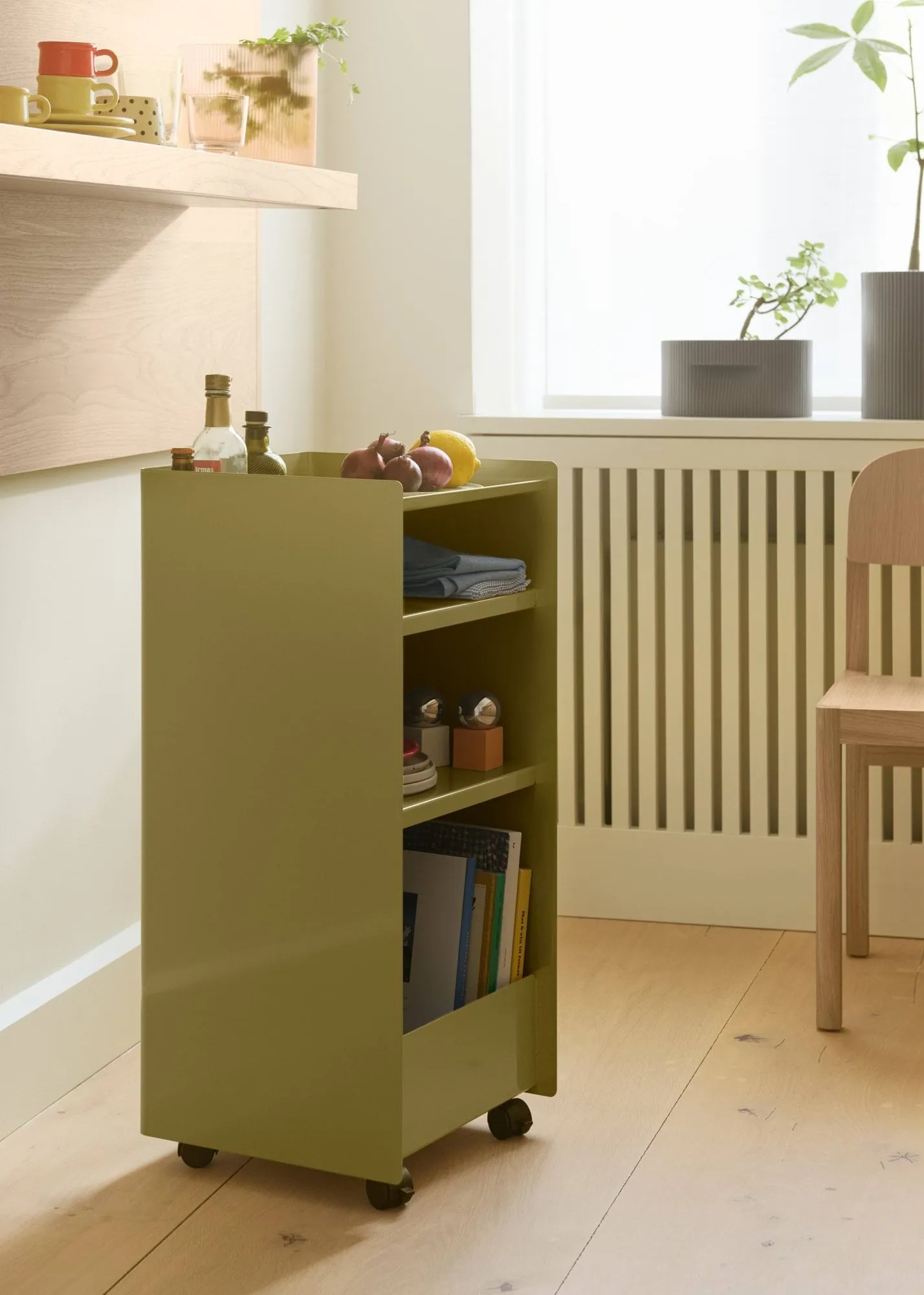 Folded Trolley tralle åpen, Dark beige green, 37,4x38,7x37,2 cm Muuto