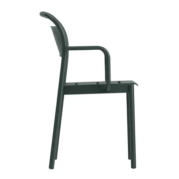 Linear Steel Armchairstol med armlener - Dark green - Muuto