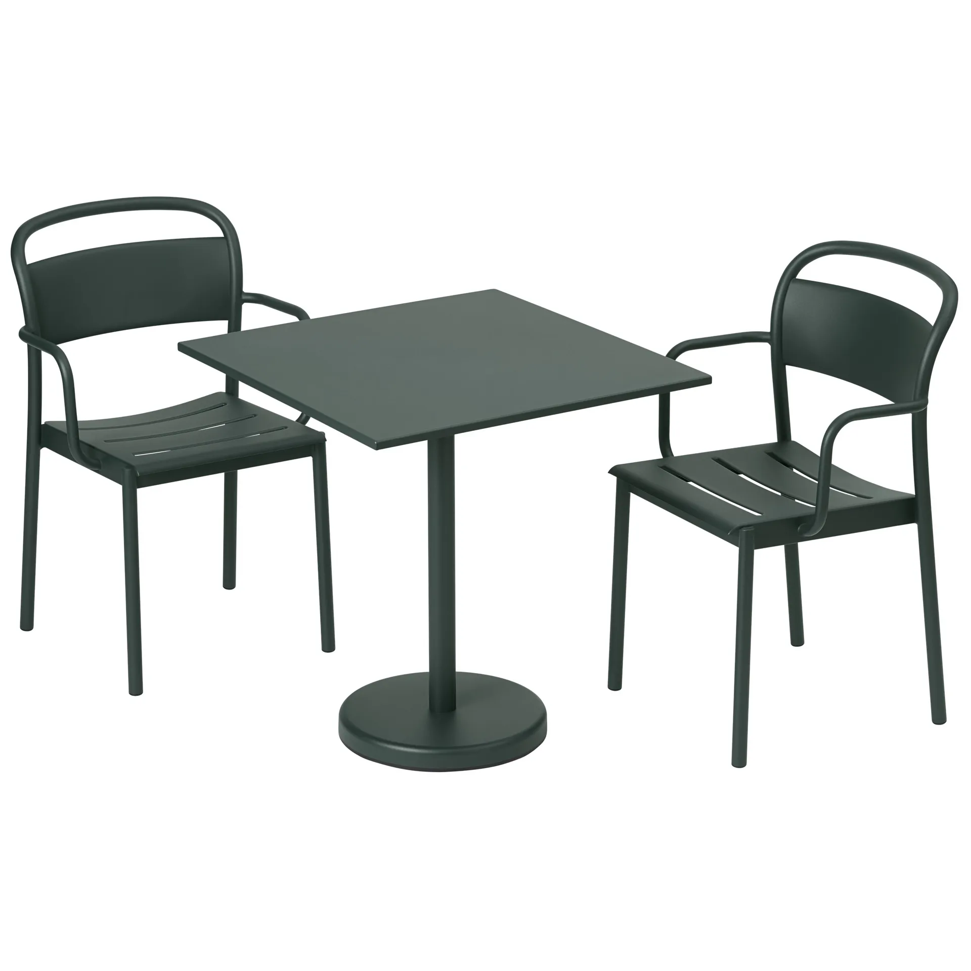 Linear Steel Armchairstol med armlener, Dark green Muuto