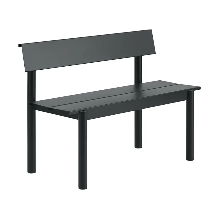 Linear Steel benk med ryggstøtte - Black, 110x34 cm - Muuto