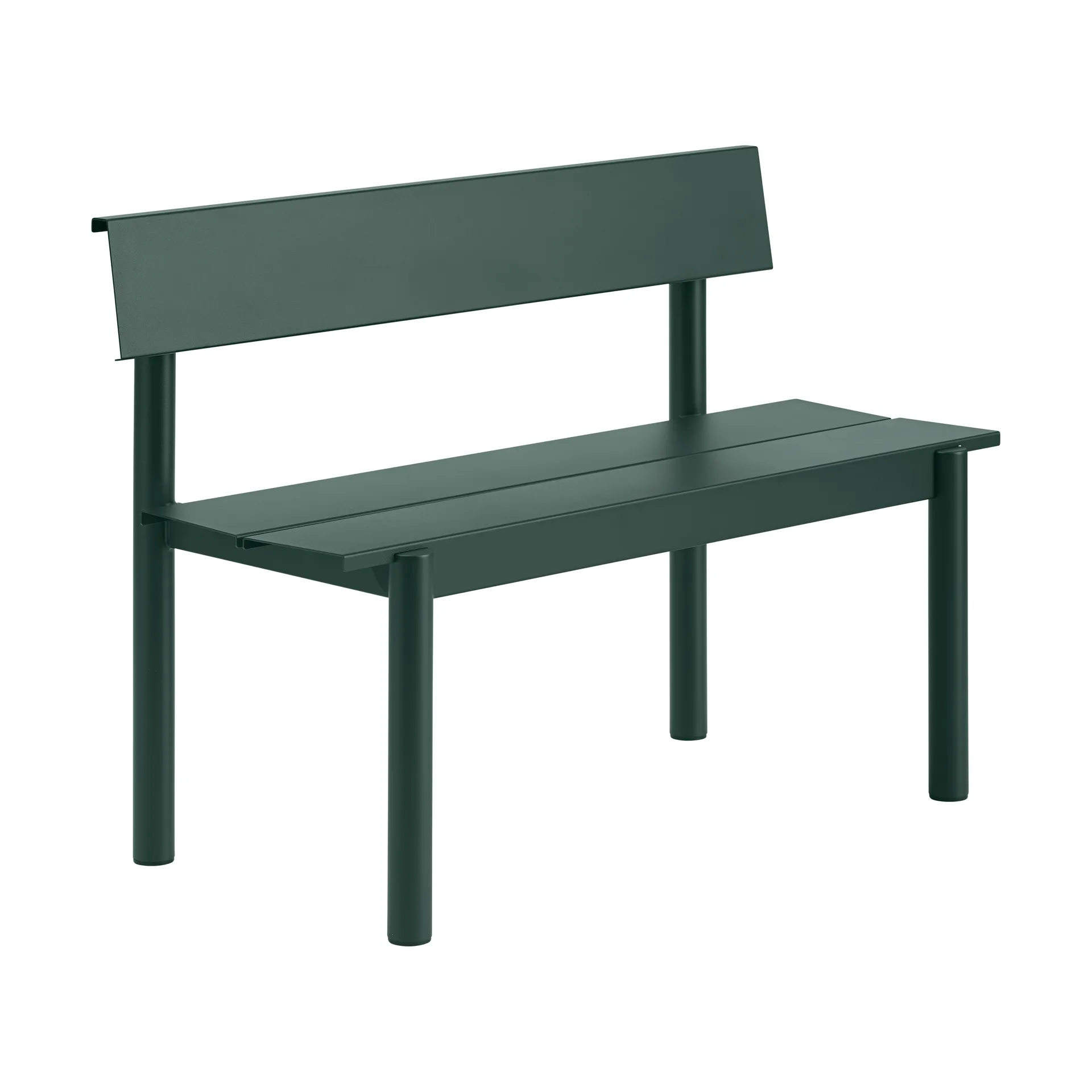Linear Steel benk med ryggstøtte, Dark green, 110x34 cm Muuto