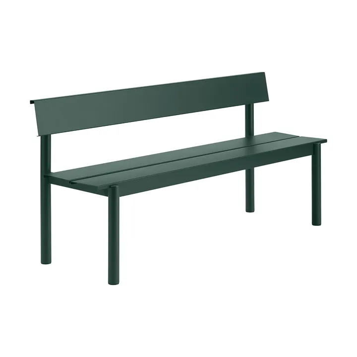 Linear Steel benk med ryggstøtte - Dark green, 170x34 cm - Muuto