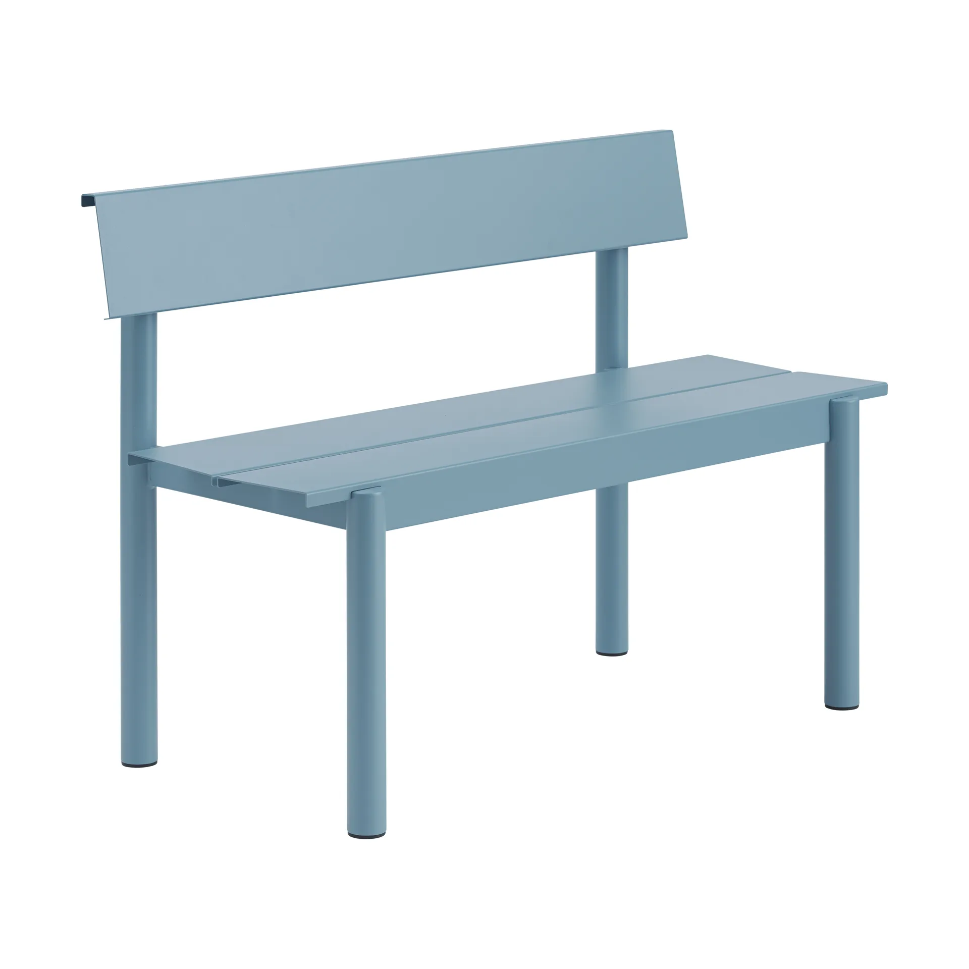 Linear Steel benk med ryggstøtte, Pale blue, 110x34 cm Muuto
