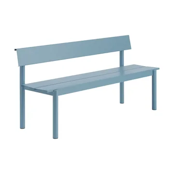 Linear Steel benk med ryggstøtte - Pale blue, 170x34 cm - Muuto
